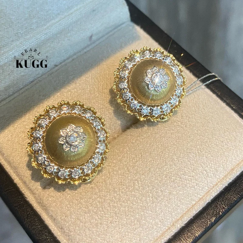 KUGG 100% серьги из белого + желтого золота 18 карат, женские серьги-кольца из настоящего натурального бриллианта 0,50 карата, дворцовый стиль, ювелирные изделия для вечеринок
KUGG 100% серьги из белого + желтого золота 18 карат, женские серьги-кольца из настоящего натурального бриллианта 0,50 карата, дворцовый стиль, ювелирные изделия для вечеринок