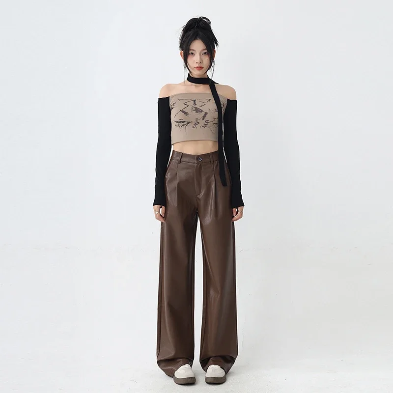 MiiiiX Casual Cool Soft PU Leather Loose Long Trousers High-waist Straight Wide-leg Pants 2024 Autumn Fashion Women's Clothes
MiiiiX Casual Cool Soft PU Leather Loose Long Trousers High-waist Straight Wide-leg Pants 2024 Autumn Fashion Women's Clothes