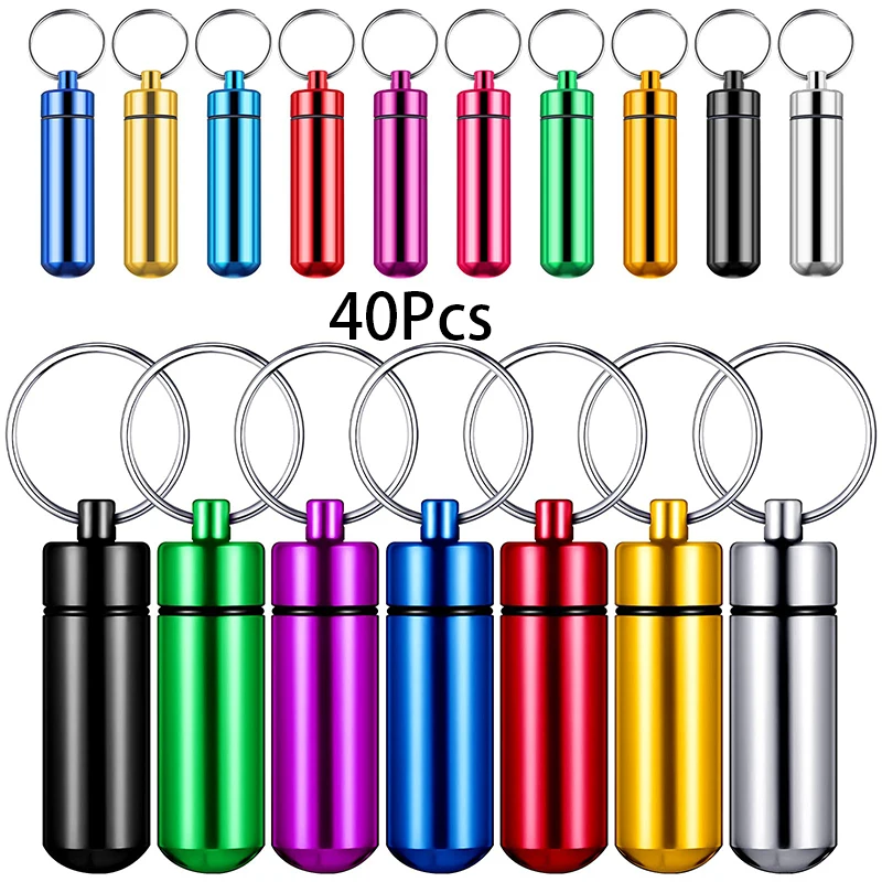 40Pcs Portable Pill Case First Aid Pill Container Mini Pill Container Waterproof Aluminum Keychain Pill Case for Medications
40Pcs Portable Pill Case First Aid Pill Container Mini Pill Container Waterproof Aluminum Keychain Pill Case for Medications