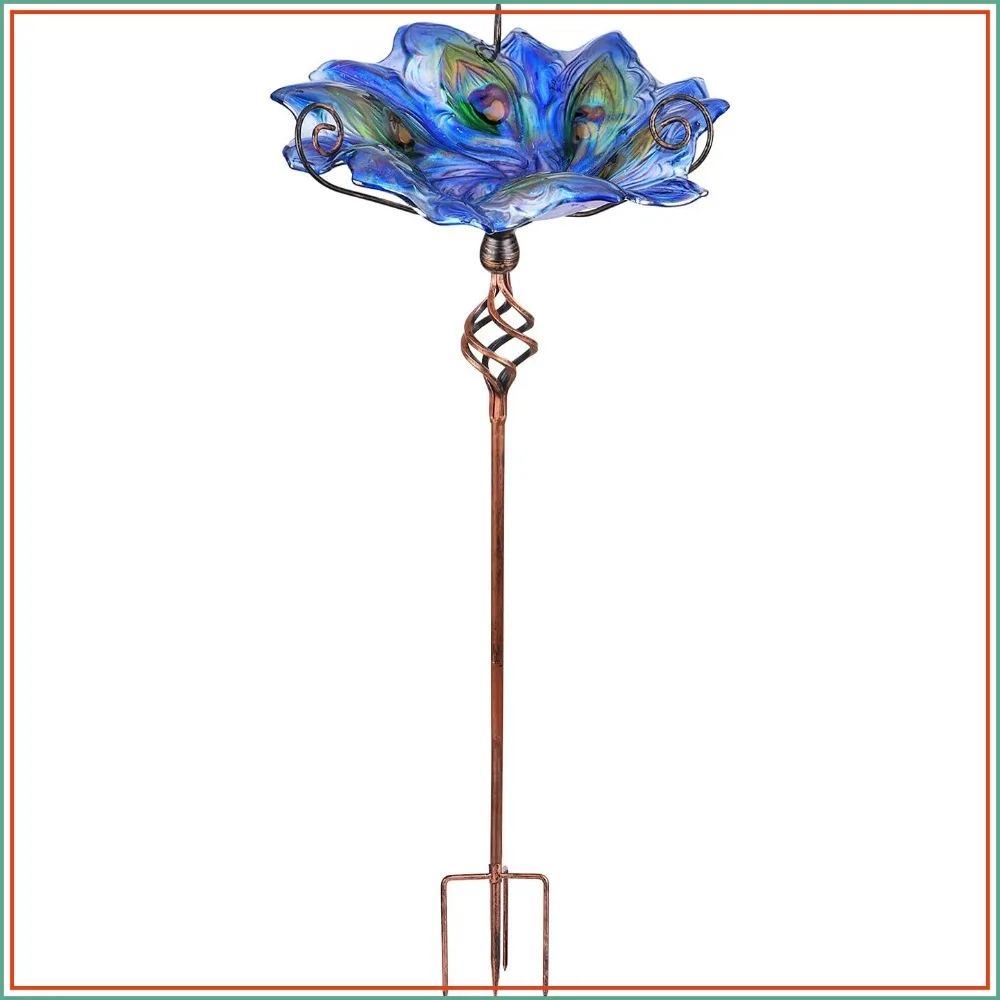 Glass Bird Bath Outdoor BirdBath with Metal Stake Garden Decor
Glass Bird Bath Outdoor BirdBath with Metal Stake Garden Decor