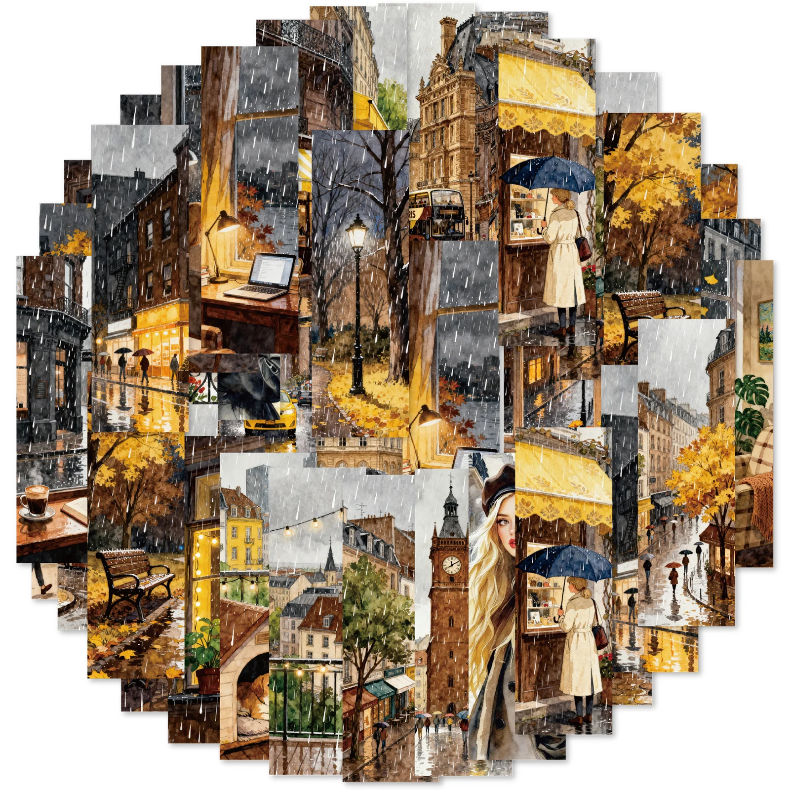 Etori Life Rainy City Colors 25Pcs Vintage Character and Rainy Cityscape Architecture Pattern Sticker Pack for Laptops, Phone Stickers, Albums, Room Decoration, Atmosphere Stickers, Scrapbooking Supplies, Gift Paper Bags, DIY Artwork, Toy Stickers, Gifts
Etori Life Rainy City Colors 25Pcs Vintage Character and Rainy Cityscape Architecture Pattern Sticker Pack for Laptops, Phone Stickers, Albums, Room Decoration, Atmosphere Stickers, Scrapbooking Supplies, Gift Paper Bags, DIY Artwork, Toy Stickers, Gifts