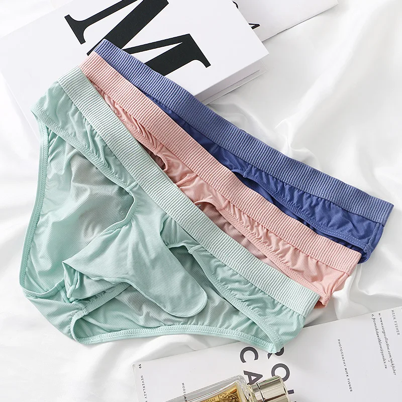 Мужские сексуальные полупрозрачные трусы со слоненным носом, ледяной шелк, U-образное выпуклое разделение пуль, озорное нижнее белье, длинное нижнее белье для пени