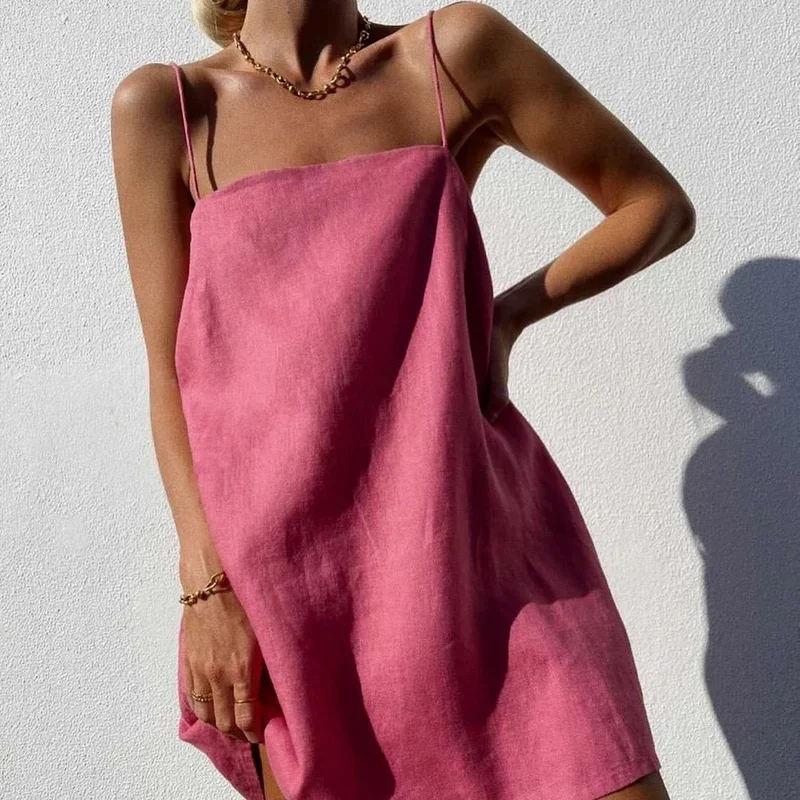 Spaghetti Cotton and Linen Sling Dress Ladies Summer Dress Sexy Sundress Mini Cotton and Linen Vestidos Birthday Dress for Women
Spaghetti Cotton and Linen Sling Dress Ladies Summer Dress Sexy Sundress Mini Cotton and Linen Vestidos Birthday Dress for Women
