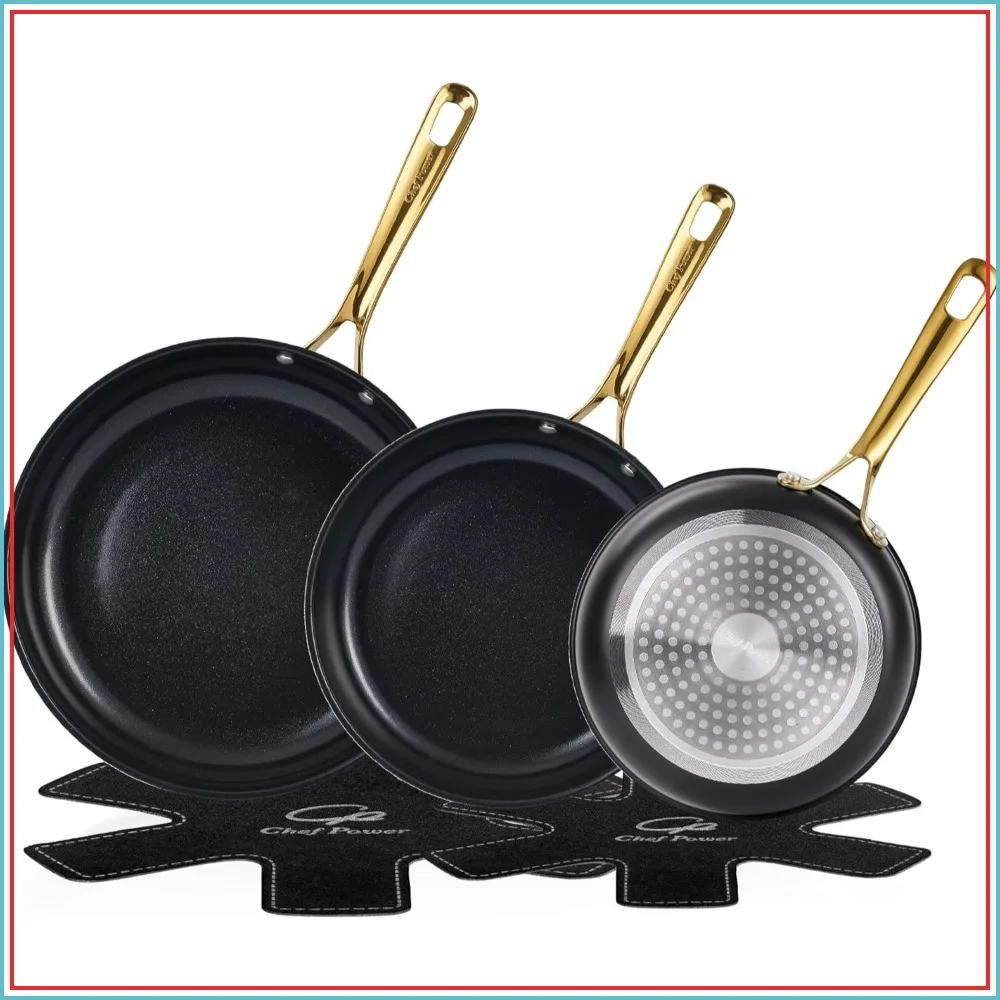 5-Piece Nonstick Ceramic Frying Pan Set with Stainless Steel Handle, Induction & Oven Safe, 8/9/11 Inch Skillets
5-Piece Nonstick Ceramic Frying Pan Set with Stainless Steel Handle, Induction & Oven Safe, 8/9/11 Inch Skillets