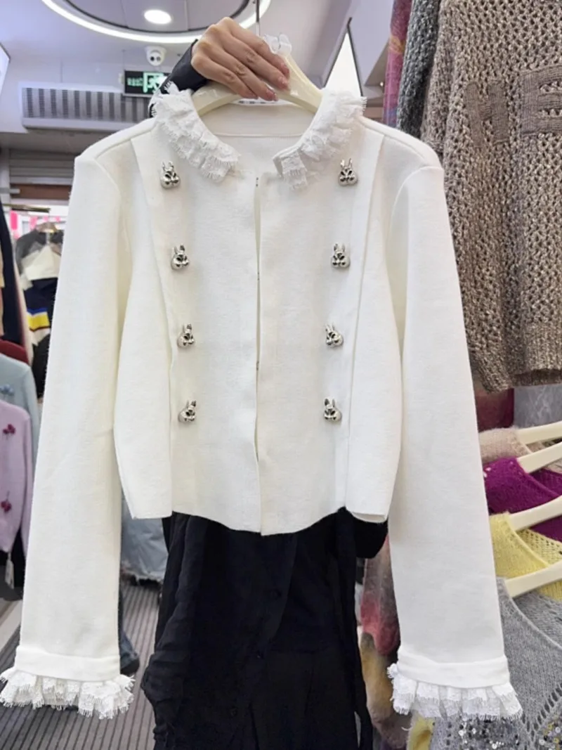 O Neck Lace Patchwork High Grade Sweater Jacket Single-breasted Small Fragrance Cardigan Y2k Vintage High Grade Grunge Outerwear
O Neck Lace Patchwork High Grade Sweater Jacket Single-breasted Small Fragrance Cardigan Y2k Vintage High Grade Grunge Outerwear