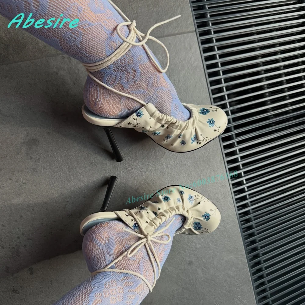 Floral Print Ruffled Bow Sandals Lace-Up Ankle-Strap Slingback Thin Heels Women's Sandals Elegant Sweet Daily Casual Dress Shoes
Floral Print Ruffled Bow Sandals Lace-Up Ankle-Strap Slingback Thin Heels Women's Sandals Elegant Sweet Daily Casual Dress Shoes