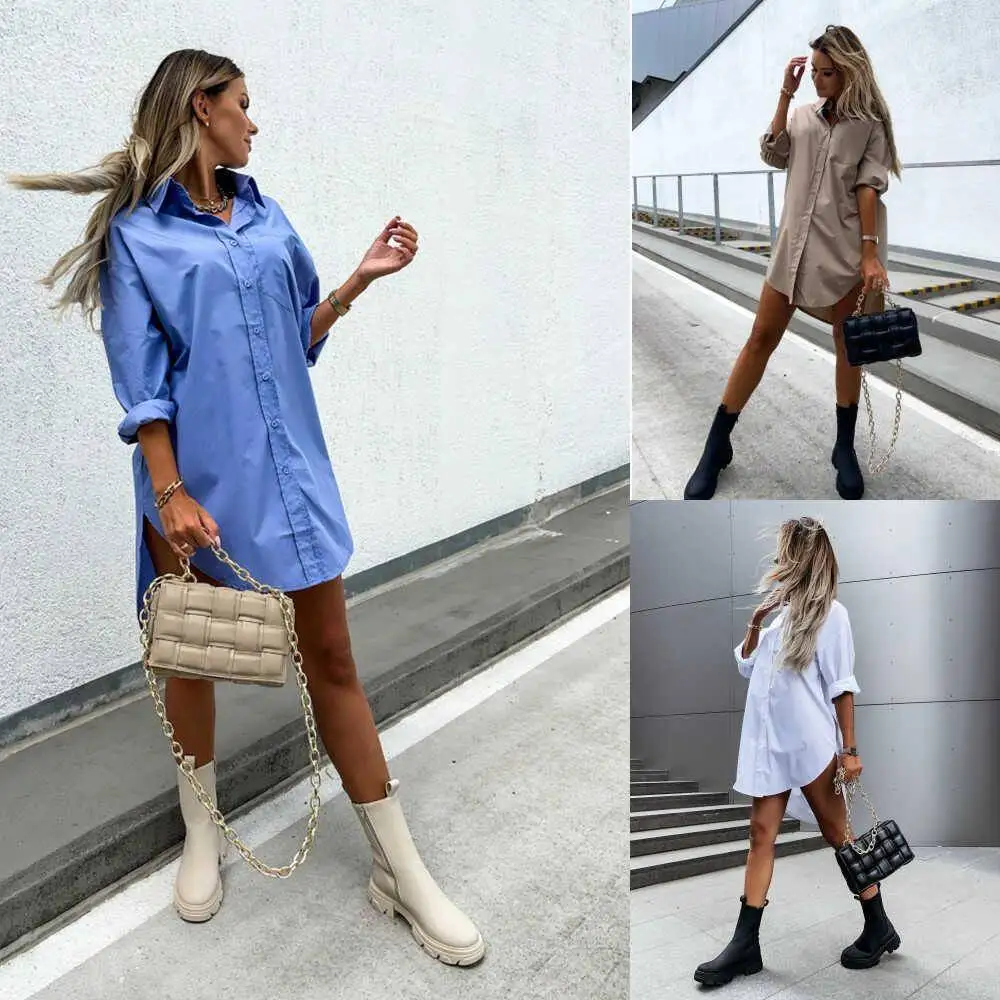Spring 2024 Trendy Loose Casual Long Sve Women's irt Pure Color Front ort Ba Long Design Street Sle Polyester Fabric
Spring 2024 Trendy Loose Casual Long Sve Women's irt Pure Color Front ort Ba Long Design Street Sle Polyester Fabric