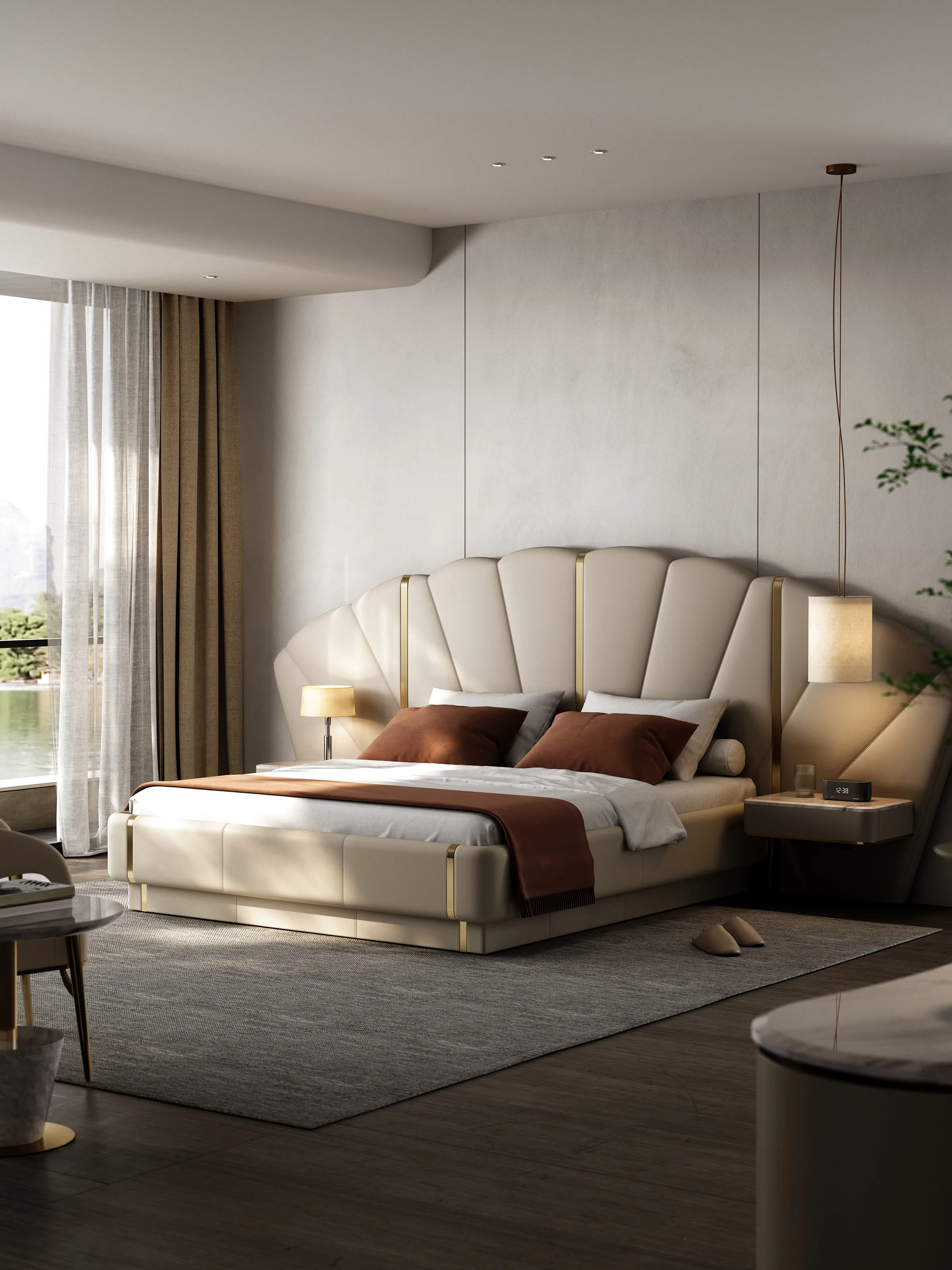 Italian luxury leather bed, high-end marriage bed, customized villa, master bedroom double bed
Italian luxury leather bed, high-end marriage bed, customized villa, master bedroom double bed