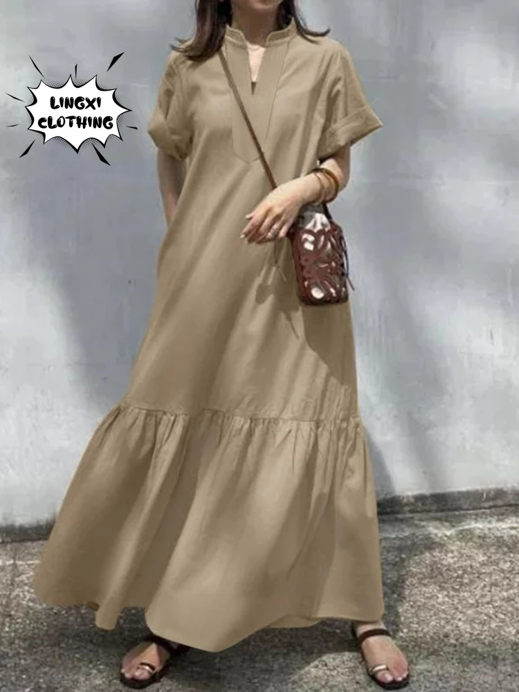 2023 Summer Fashion New Women's Street Style Elegant Long Cotton Linen Dress V-neck Fishtail Large Swing A-line Long Dress
2023 Summer Fashion New Women's Street Style Elegant Long Cotton Linen Dress V-neck Fishtail Large Swing A-line Long Dress