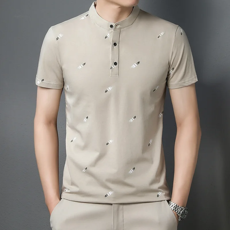 2023 Summer New Casual Business Men Polo Shirt Fashion Collarless Mens Short Sleeve T-shirt Pure Cotton Comfortable Male Top
2023 Summer New Casual Business Men Polo Shirt Fashion Collarless Mens Short Sleeve T-shirt Pure Cotton Comfortable Male Top