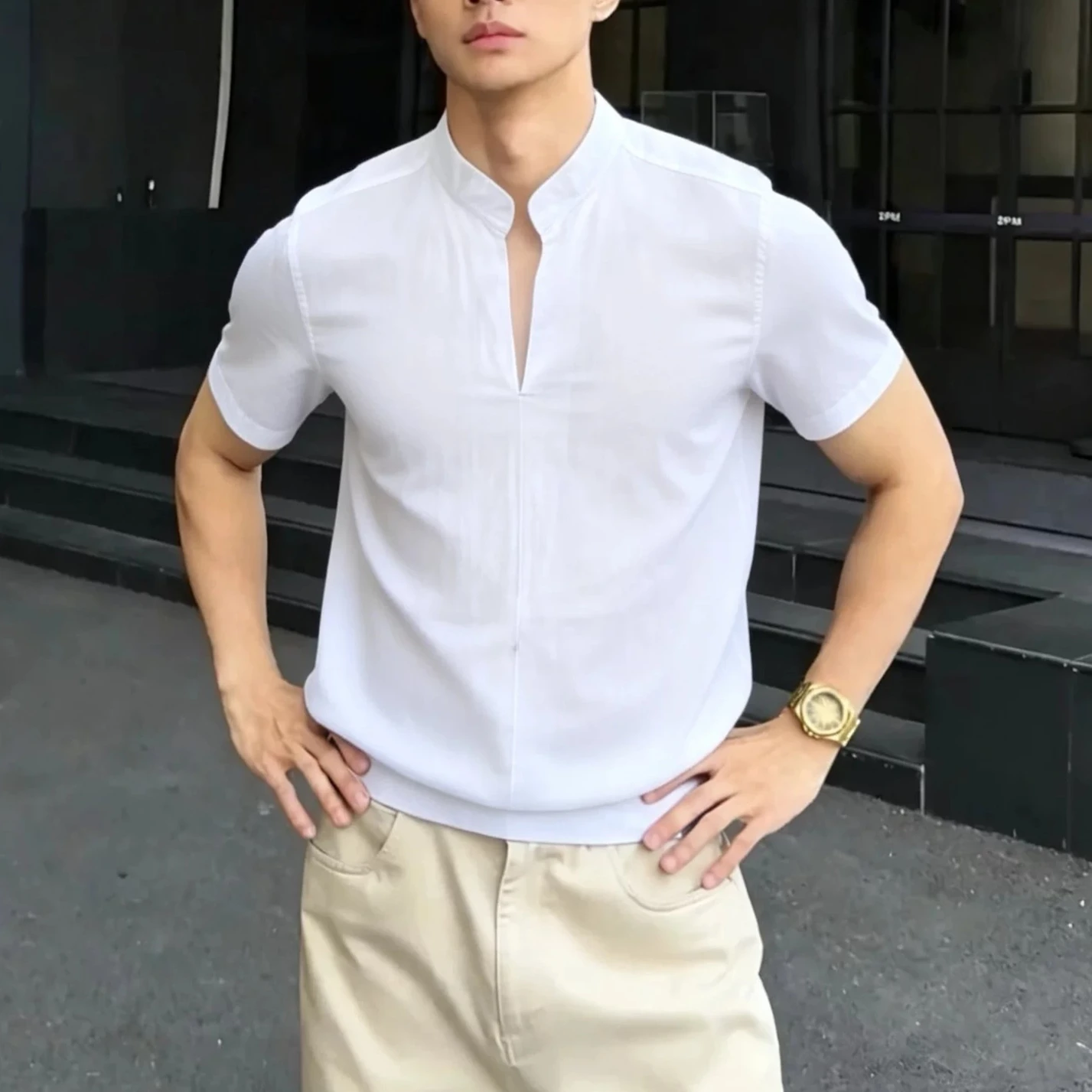 2026 Summer Stand Up Collar Short Sleeved T-shirts Men Loose Casual Social Pullover Vacation Beach Hawaiian T-shirt Men Clothing
2026 Summer Stand Up Collar Short Sleeved T-shirts Men Loose Casual Social Pullover Vacation Beach Hawaiian T-shirt Men Clothing