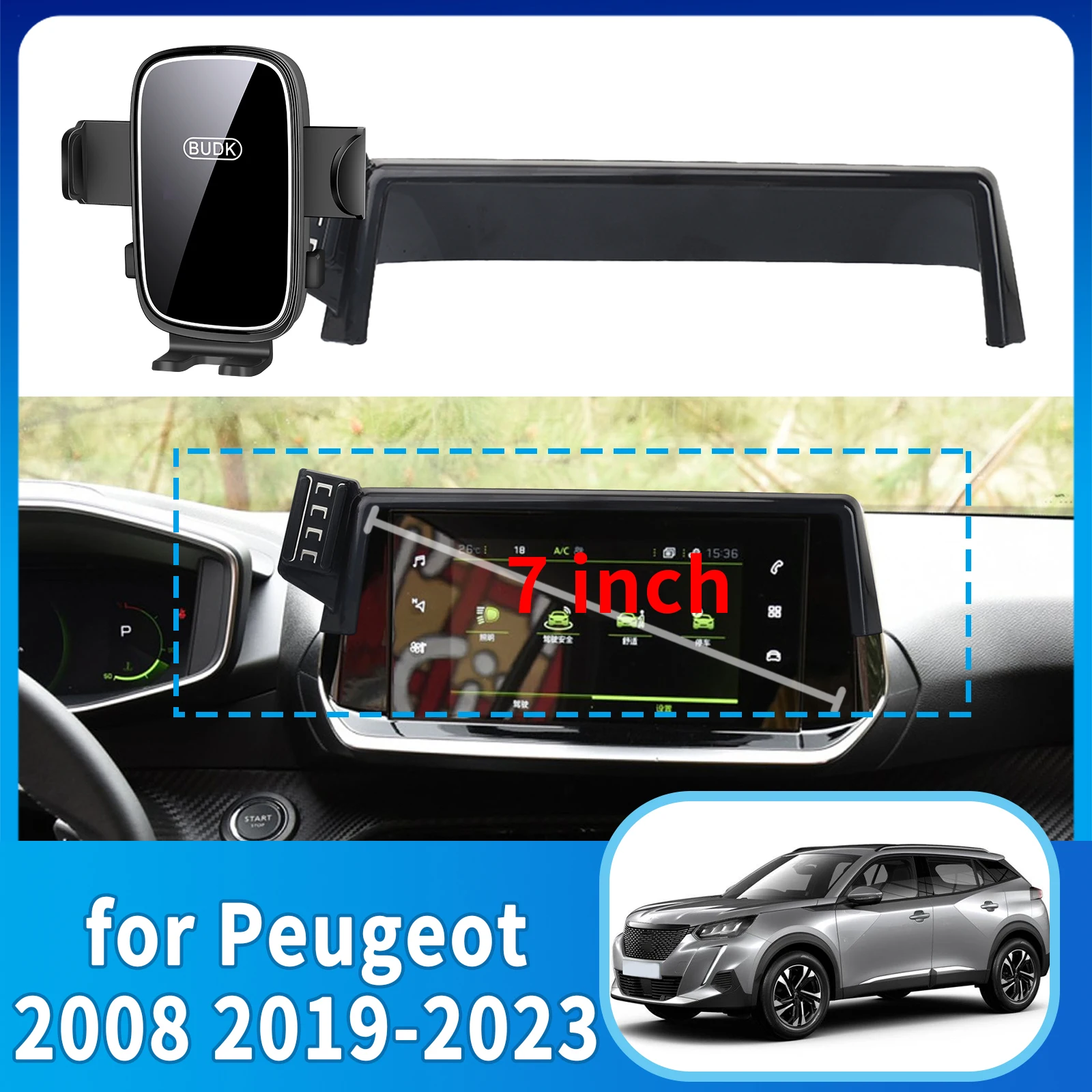 fit for Peugeot 2008 2019 2020 2021-2023 (7in) Anti-Shake Screen Base Phone Holder Mount Stand  Dedicated Car accessoires 
fit for Peugeot 2008 2019 2020 2021-2023 (7in) Anti-Shake Screen Base Phone Holder Mount Stand  Dedicated Car accessoires