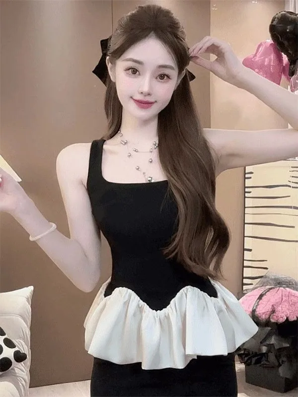 Color Block Lace Trim Tank Top Women's Short Sleeveless Summer Fashion Slimming Cute Japanese Style Sweet Wind Patchwork
Color Block Lace Trim Tank Top Women's Short Sleeveless Summer Fashion Slimming Cute Japanese Style Sweet Wind Patchwork