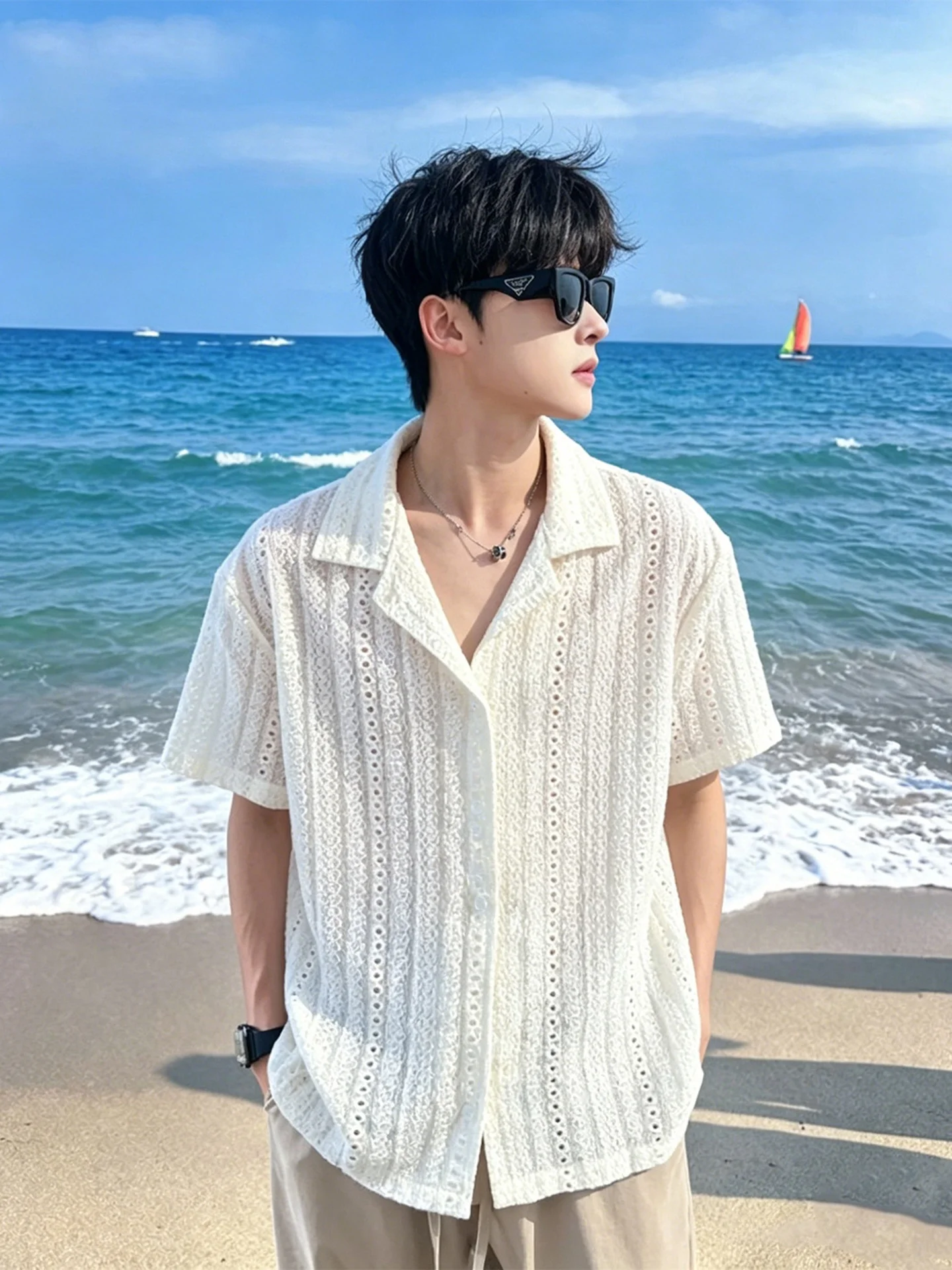 Cleanfit Cuban Collar Short Sleeve Shirt Men's Summer Thin Hollow out Beach Shirt Breathable Cool Feeling Lightweight Polyester
Cleanfit Cuban Collar Short Sleeve Shirt Men's Summer Thin Hollow out Beach Shirt Breathable Cool Feeling Lightweight Polyester