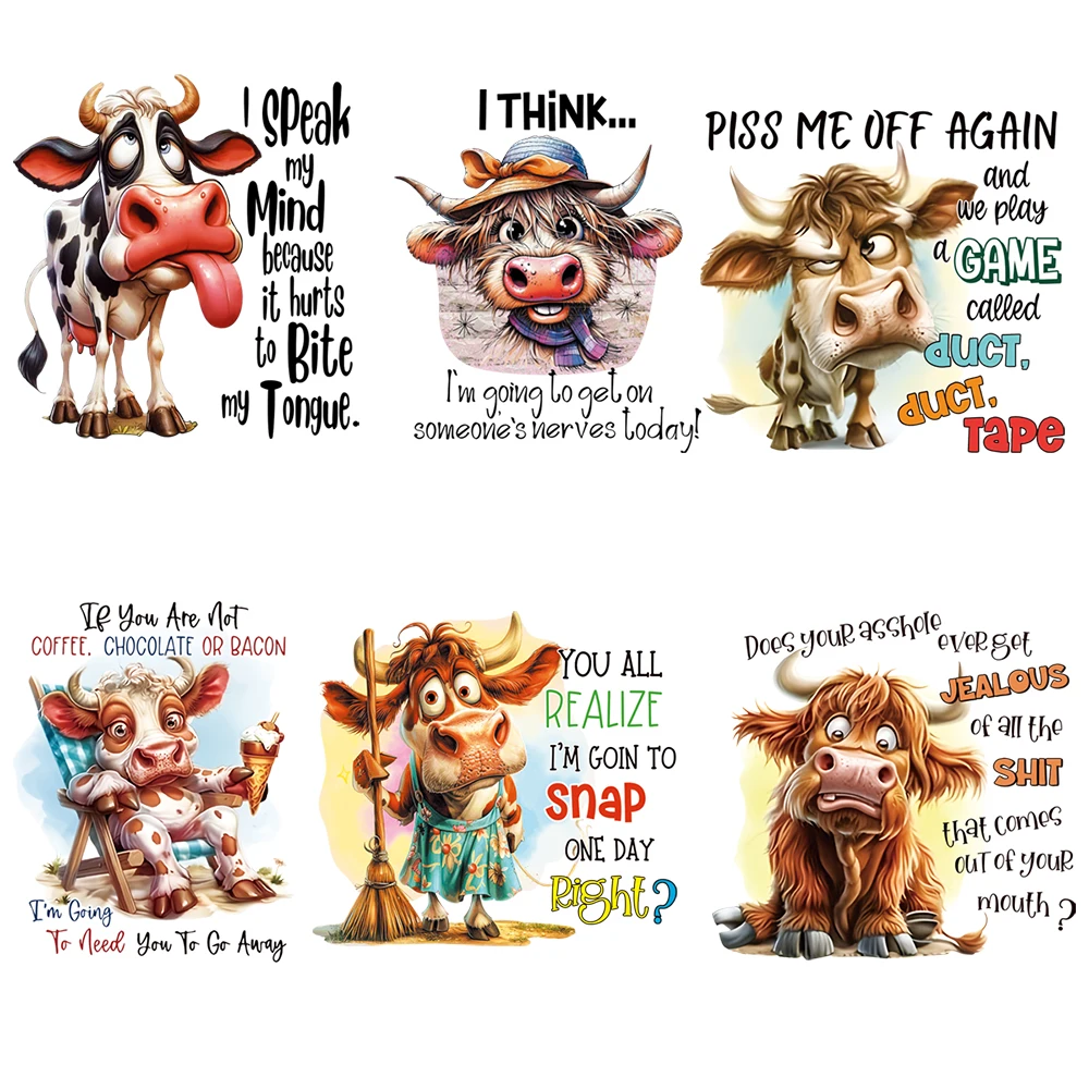 6 fun cow iron heat transfer stickers, DIY washable vinyl fabric, suitable for clothing and luggage - fashionable and practical
6 fun cow iron heat transfer stickers, DIY washable vinyl fabric, suitable for clothing and luggage - fashionable and practical