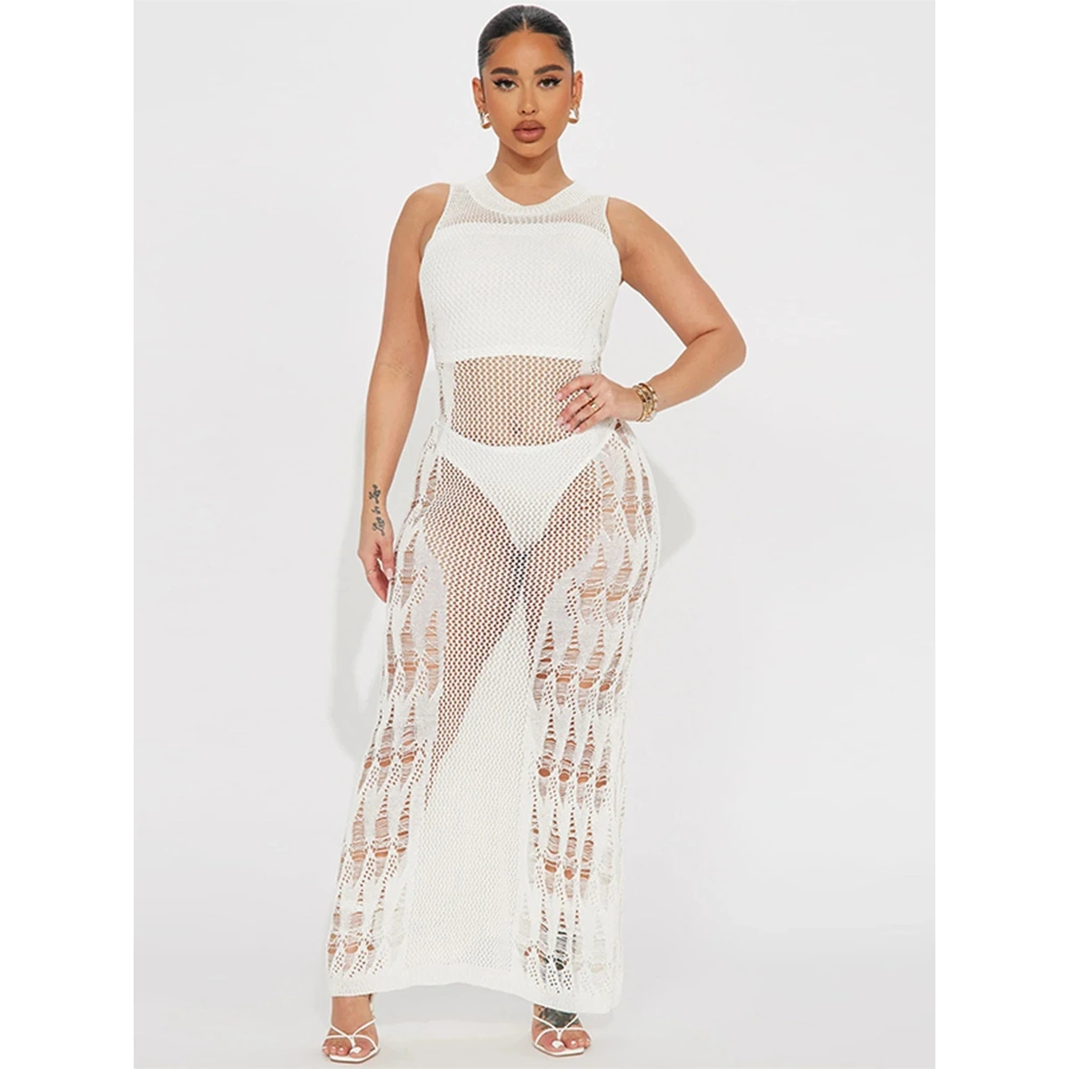 Sexy Hollow out Knitted Tank Dr Beach Vaion Long Skirt High Waist ort Pants Polyester Fiber Winter Collection
Sexy Hollow out Knitted Tank Dr Beach Vaion Long Skirt High Waist ort Pants Polyester Fiber Winter Collection