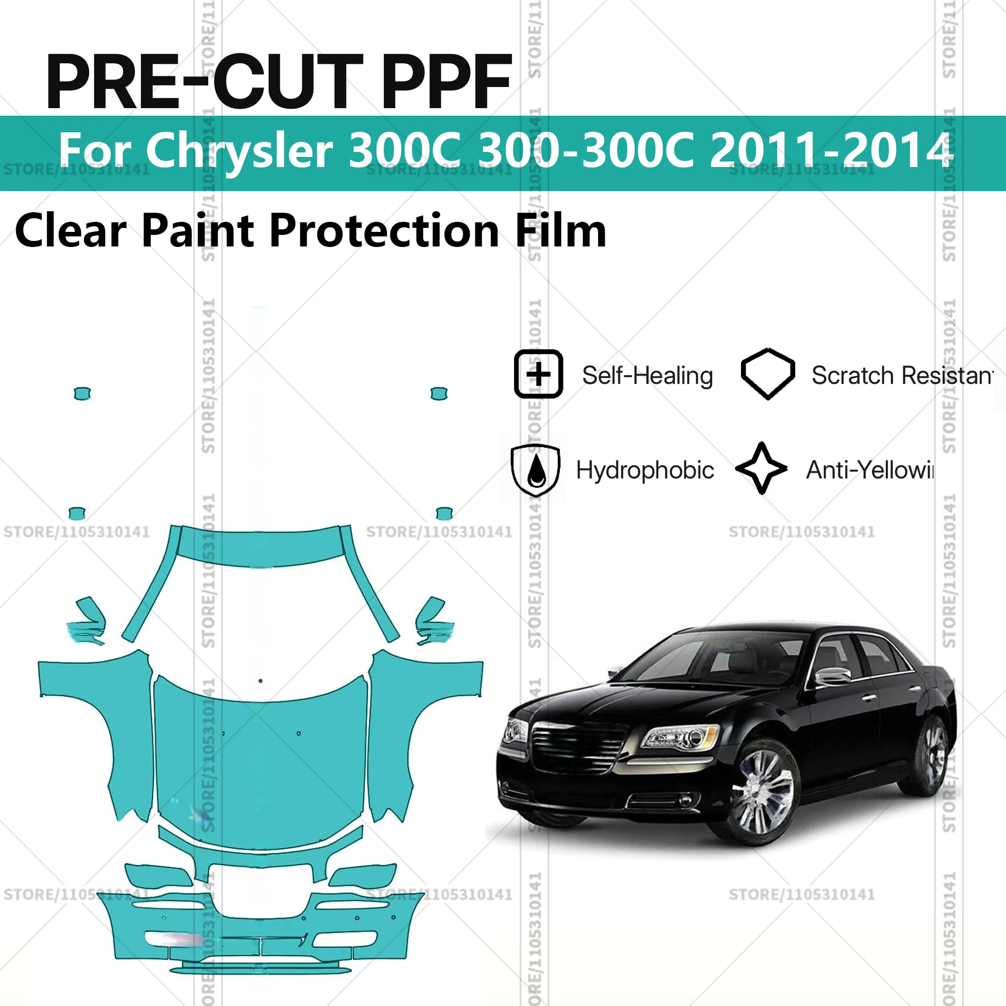 Предварительно нарезанная прозрачная защитная пленка PPF для автомобиля, комплект для передней части, для Chrysler 300C 300-300C 2011-2014
Предварительно нарезанная прозрачная защитная пленка PPF для автомобиля, комплект для передней части, для Chrysler 300C 300-300C 2011-2014