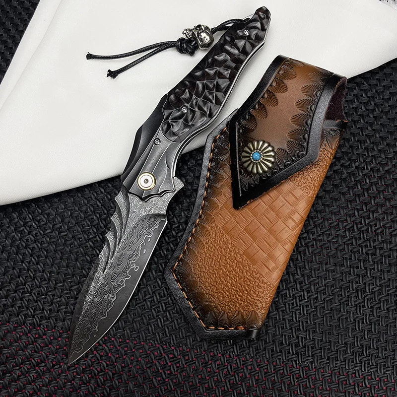VG10 Damascus Steel Folding Knife Hand Carved Ebony Pocket Knife Camping Survival Edc Multitool Utility Knife Mens Gift
VG10 Damascus Steel Folding Knife Hand Carved Ebony Pocket Knife Camping Survival Edc Multitool Utility Knife Mens Gift