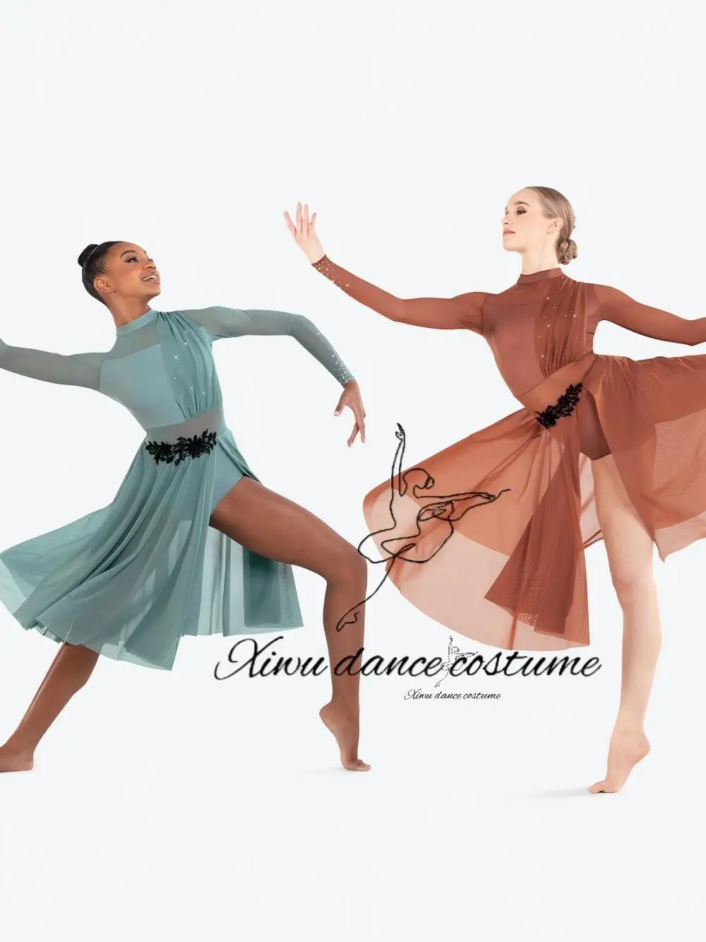 Youth Contemporary Lyrical Dance Costume, Girls Mint Green Long Sleeve Performance Leotard with Skirt
Youth Contemporary Lyrical Dance Costume, Girls Mint Green Long Sleeve Performance Leotard with Skirt