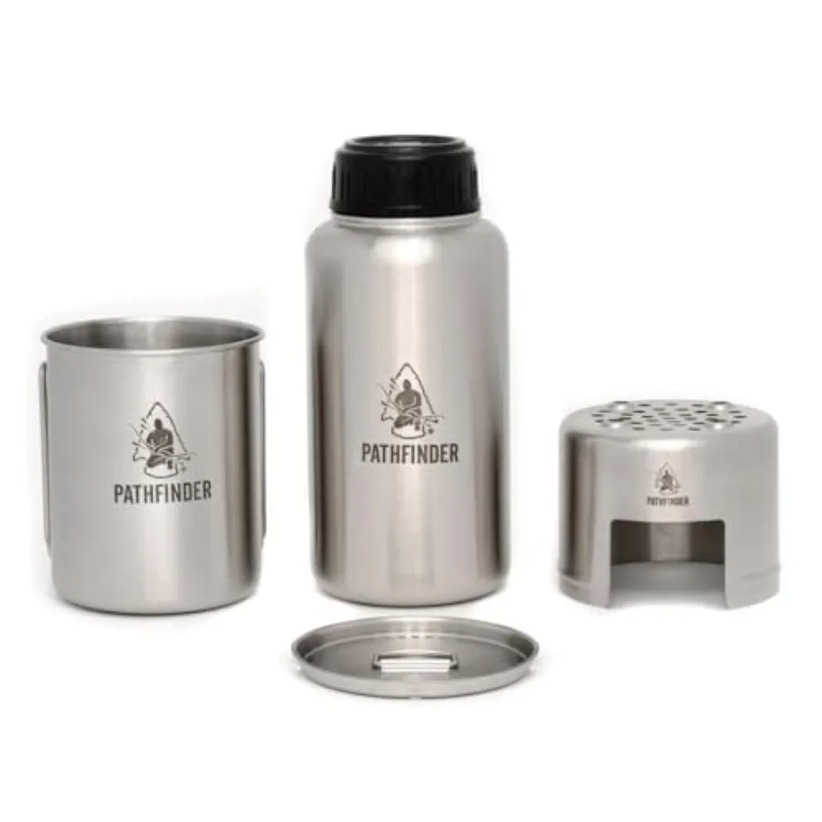 The Pathfinder School Stainless Steel 32oz Water Bottle Cup with Bat Wing Handles and Stove Set
The Pathfinder School Stainless Steel 32oz Water Bottle Cup with Bat Wing Handles and Stove Set