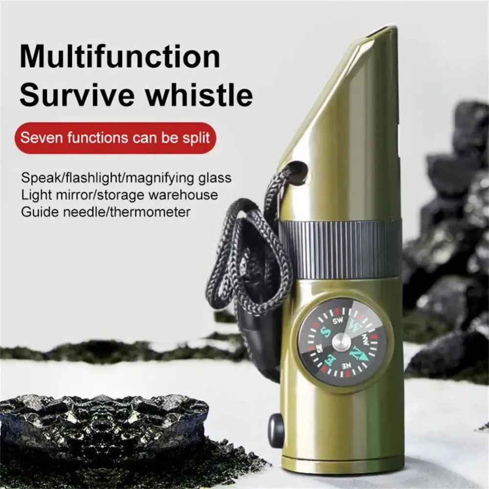 Multifunctional Whistle 7 In 1 Camping Survival Whistle Trekking Thermometer Compass Tools Magnifier Mirror With Led Light
Multifunctional Whistle 7 In 1 Camping Survival Whistle Trekking Thermometer Compass Tools Magnifier Mirror With Led Light