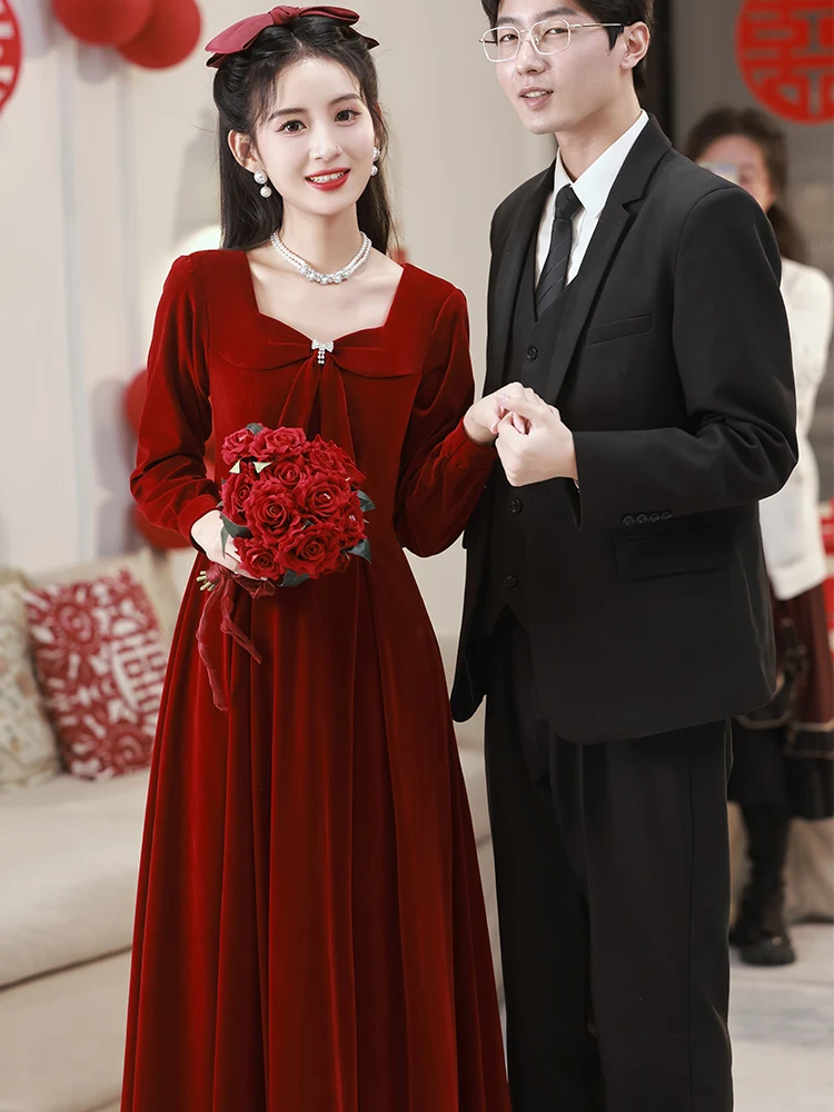 Ele Velvet Wedding Dr White Enhancing Long Sve Floor Length Korean Sle for Wedding Banquet KTV Par Performance
Ele Velvet Wedding Dr White Enhancing Long Sve Floor Length Korean Sle for Wedding Banquet KTV Par Performance