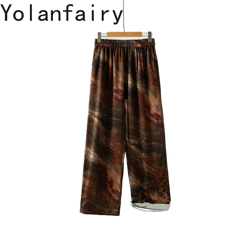 YOLANFAIRY Luxury 100% Real Mulberry Silk Pants for Women Ink Wash Style Xiangyunsha Hualuo Silk Wide Leg Pants Woman Trousers
YOLANFAIRY Luxury 100% Real Mulberry Silk Pants for Women Ink Wash Style Xiangyunsha Hualuo Silk Wide Leg Pants Woman Trousers