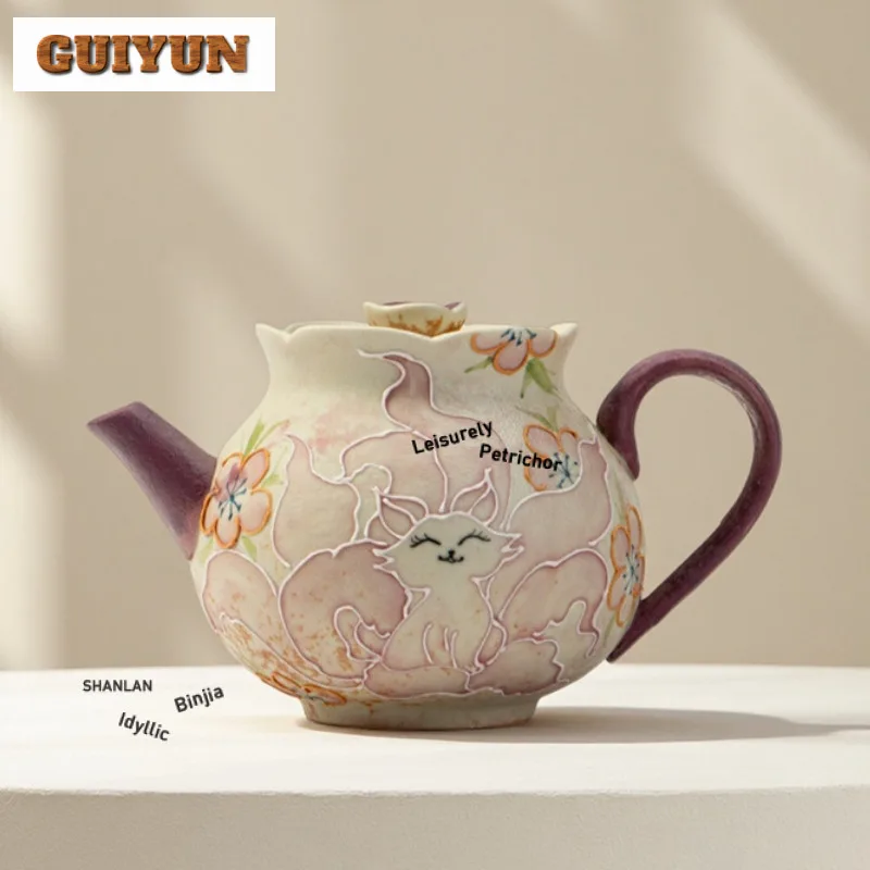 150ml Hand-painted Nine-tailed Fox Teapot Traditional Tea Infuser Pot Tea Soaking Kettle With Filter Cha Supplies Decoration
150ml Hand-painted Nine-tailed Fox Teapot Traditional Tea Infuser Pot Tea Soaking Kettle With Filter Cha Supplies Decoration