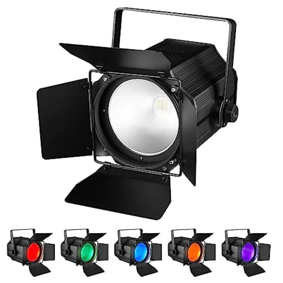 COB Stage Lights with Barn Doors, COB Par Light 200W LED RGBWAUV, DMX512 Master-Slave Sound DJ Lighting Spotlight Fresnel for C
COB Stage Lights with Barn Doors, COB Par Light 200W LED RGBWAUV, DMX512 Master-Slave Sound DJ Lighting Spotlight Fresnel for C
