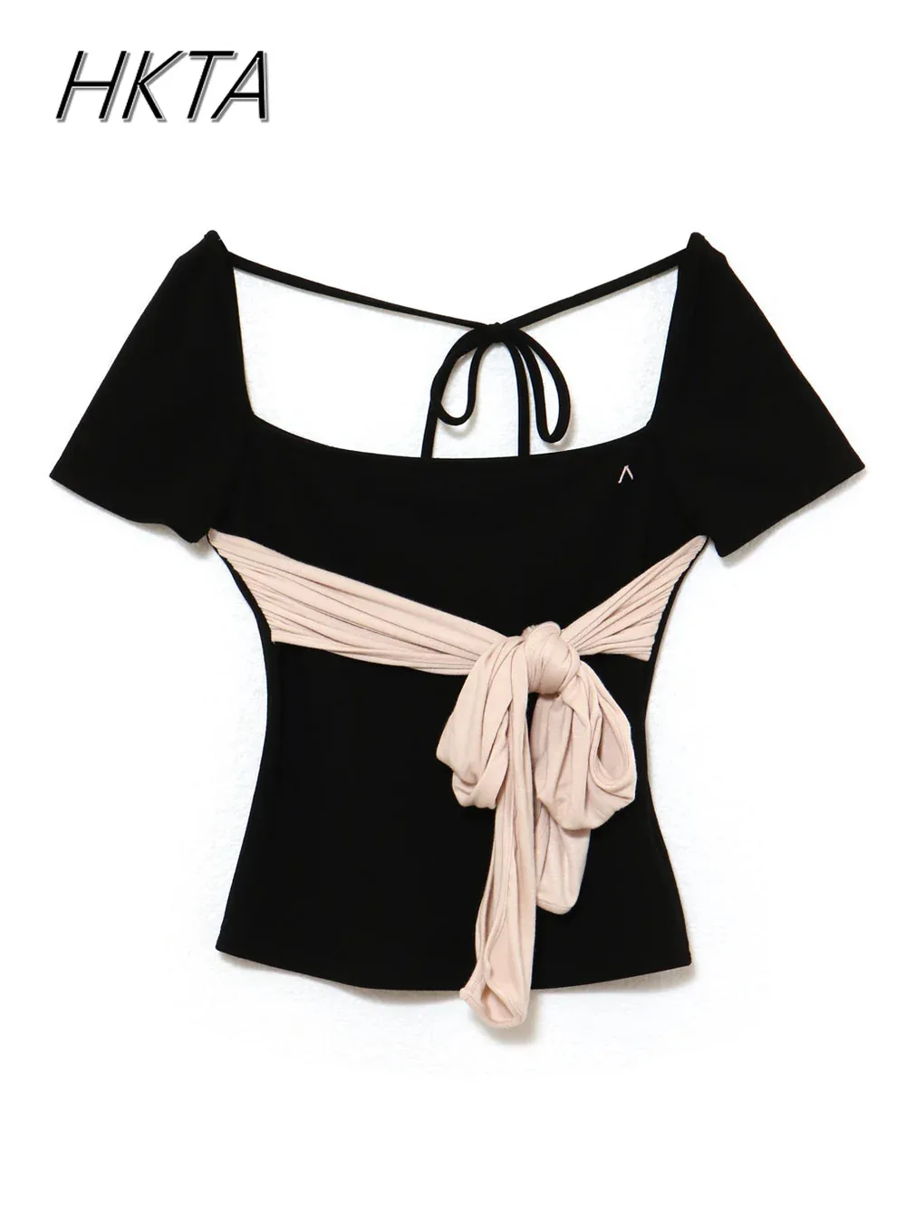 Japanese Square Neck Lace-up Bow Knitted Short-sleeved Tshirts Top 2025 Summer New Elastic Slim-fitting T Shirt Female Top
Japanese Square Neck Lace-up Bow Knitted Short-sleeved Tshirts Top 2025 Summer New Elastic Slim-fitting T Shirt Female Top