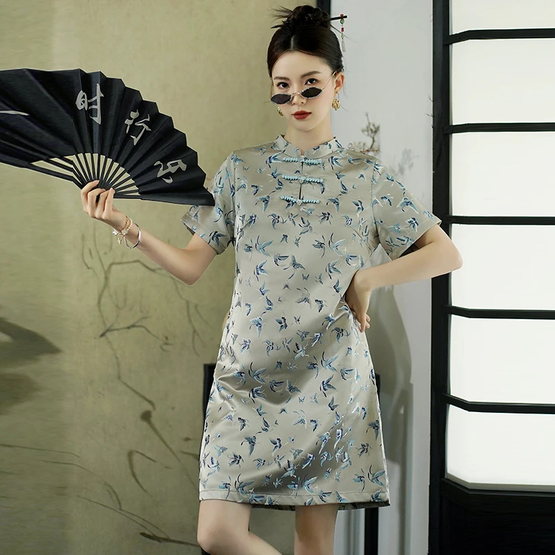 Chinese Style Butterfly Print Improved Cheongsam Skirt Women's Loose Dress Traditional Clothes
Chinese Style Butterfly Print Improved Cheongsam Skirt Women's Loose Dress Traditional Clothes