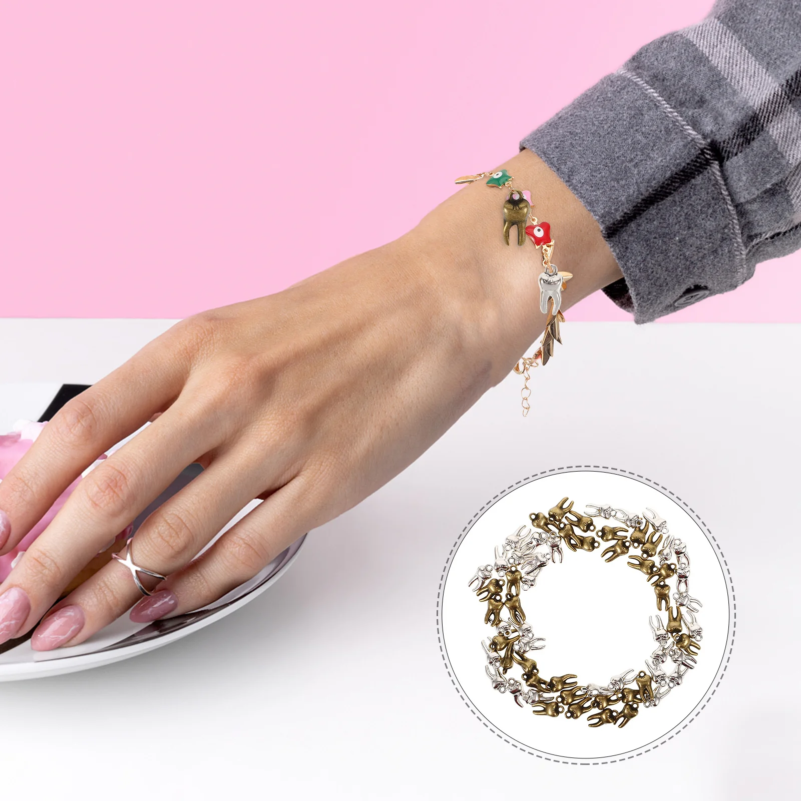 60Pcs Teeth Pendant Charm Smooth Edges for DIY Jewelry Making Necklace Bracelet Keychain Craft Accessories Tooth Ornament
60Pcs Teeth Pendant Charm Smooth Edges for DIY Jewelry Making Necklace Bracelet Keychain Craft Accessories Tooth Ornament