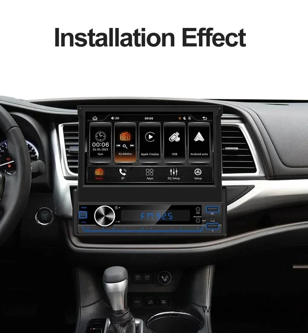 1Din Universal MP5 Player Car Radio 7 Inch Electric Retractable Touch Screen with Wireless Apple Carplay Android Auto BT Music
1Din Universal MP5 Player Car Radio 7 Inch Electric Retractable Touch Screen with Wireless Apple Carplay Android Auto BT Music