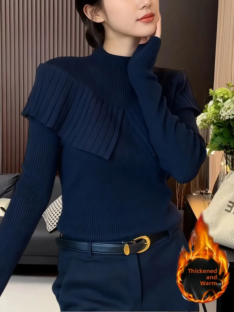 Женский вязаный свитер с длинными рукавами и высоким воротником, теплый базовый слой, корейский стиль, зимняя модная внутренняя одежда
Женский вязаный свитер с длинными рукавами и высоким воротником, теплый базовый слой, корейский стиль, зимняя модная внутренняя одежда