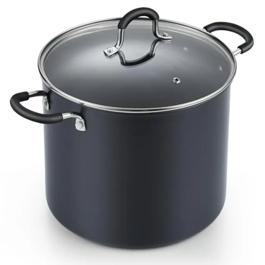 Nonstick Stockpot Soup pot with Lid Professional Hard Anodized 10 Quart, Oven safe - Stay Cool Handles, Black
Nonstick Stockpot Soup pot with Lid Professional Hard Anodized 10 Quart, Oven safe - Stay Cool Handles, Black