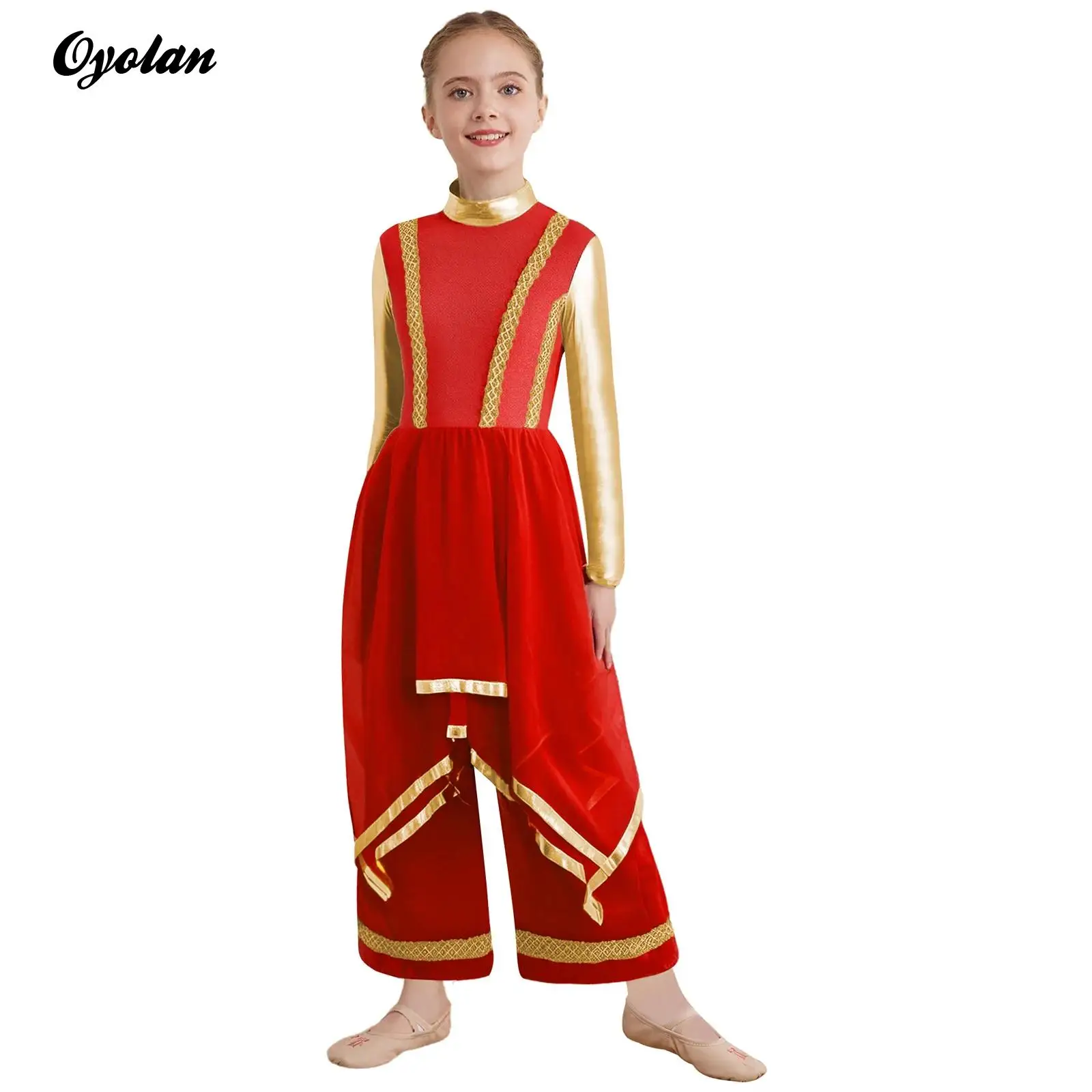 Kids Girls Worship Liturgical Christian Ballet Lyrical Dance Costume Long Sleeve Metallic Irregular Hem Skirted Jumpsuit Dress
Kids Girls Worship Liturgical Christian Ballet Lyrical Dance Costume Long Sleeve Metallic Irregular Hem Skirted Jumpsuit Dress