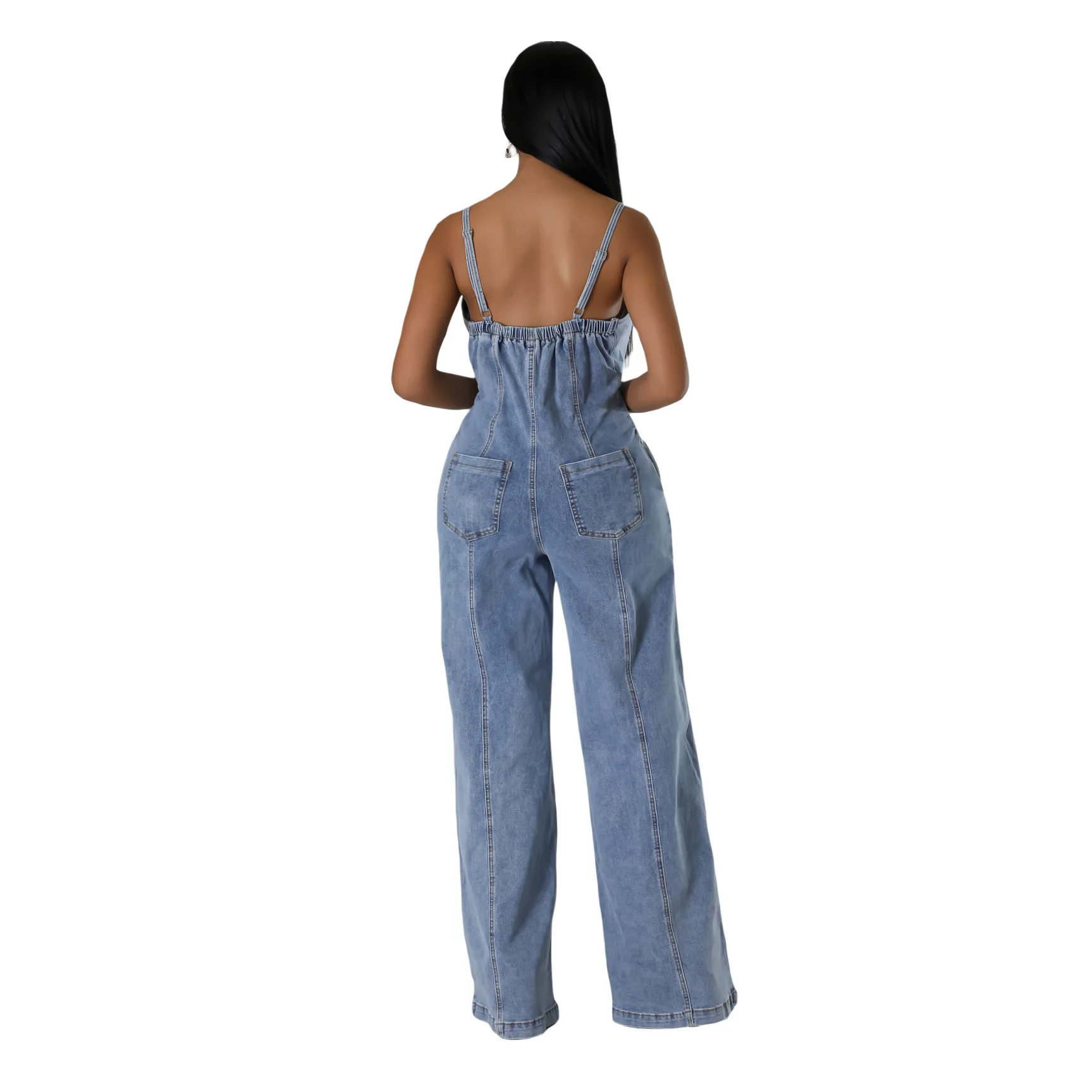 Faionable Sexy Casual Denim One-Piece Pants Wide Leg Pants Strap Design Long Pants mid Waist for Women Summer Collection
Faionable Sexy Casual Denim One-Piece Pants Wide Leg Pants Strap Design Long Pants mid Waist for Women Summer Collection