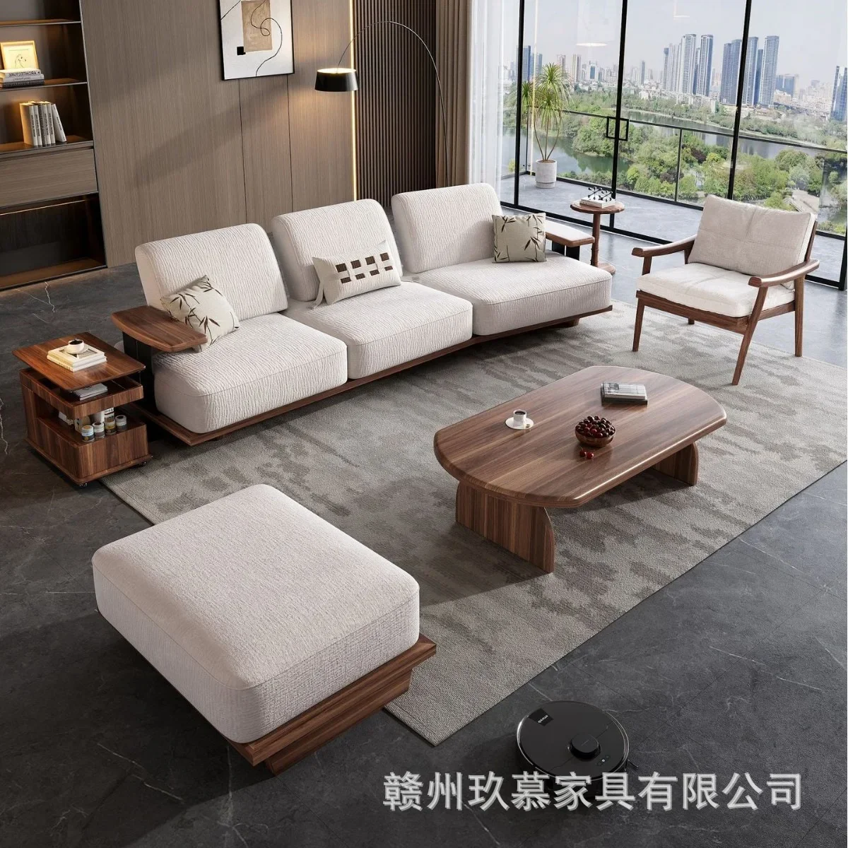 b7- Chinese-style North American black walnut solid wood sofa leather household simple modern straight-row sofa
b7- Chinese-style North American black walnut solid wood sofa leather household simple modern straight-row sofa