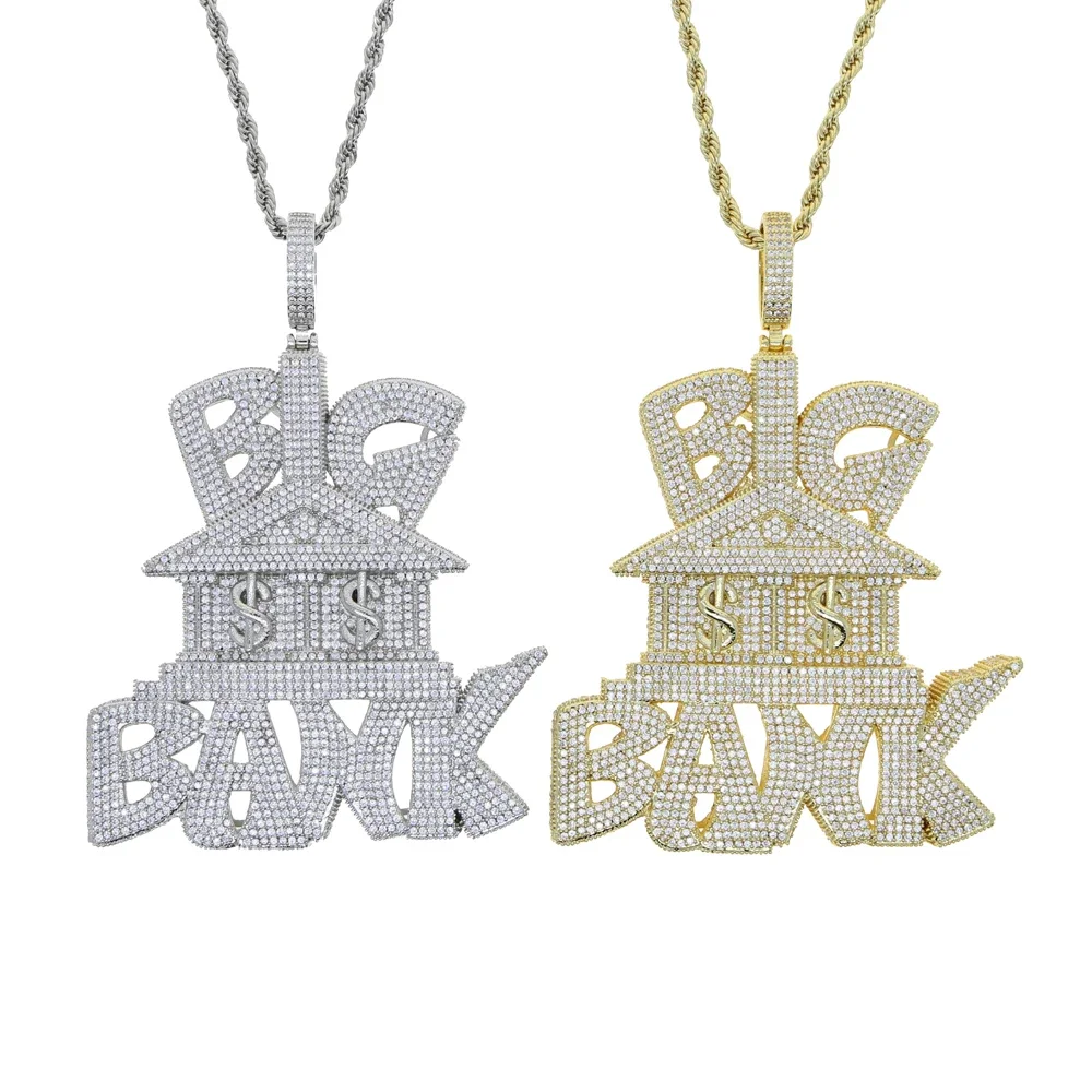 Iced Out Big Bank Dollar Sign Pendants Necklace Full Cubic Zircon Bling 5A CZ Paved Hip Hop Rapper Jewelry for Men
Iced Out Big Bank Dollar Sign Pendants Necklace Full Cubic Zircon Bling 5A CZ Paved Hip Hop Rapper Jewelry for Men