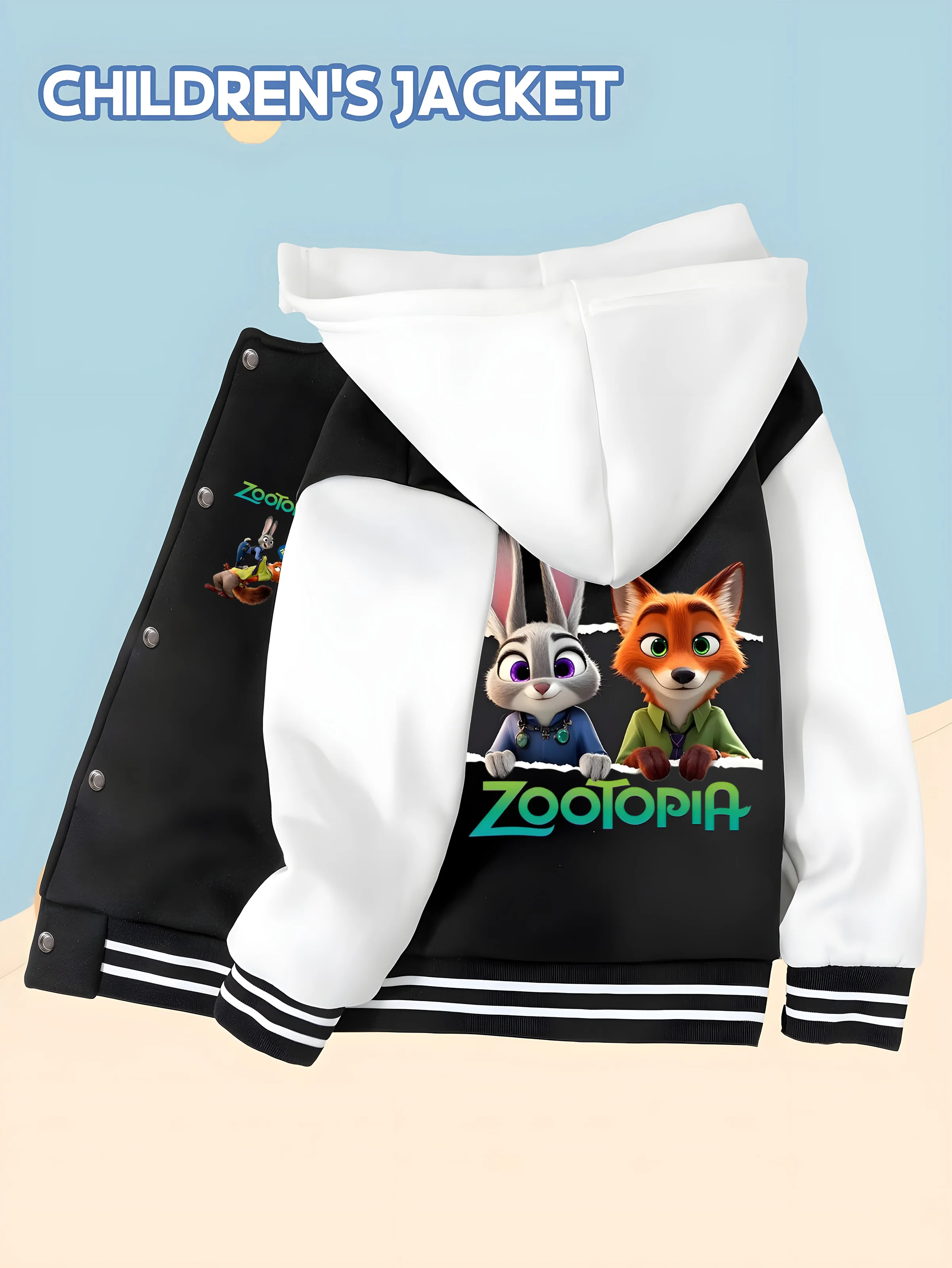 MINISO Disney Zootopia Baseball Jacket for Boys - Double-sided Judy Nickel print, soft fabric, comfortable and versatile
MINISO Disney Zootopia Baseball Jacket for Boys - Double-sided Judy Nickel print, soft fabric, comfortable and versatile