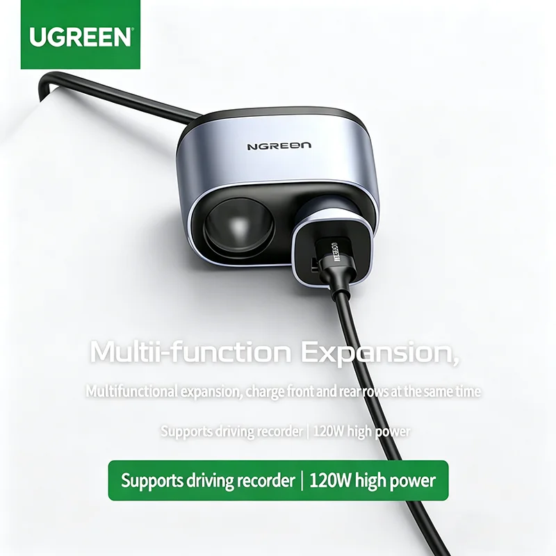 UGREEN 120W Car Charger Cigarette Lighter Splitter 2/3 Ports Fast Charging Adapter for Xiaomi Huawei iPhone
UGREEN 120W Car Charger Cigarette Lighter Splitter 2/3 Ports Fast Charging Adapter for Xiaomi Huawei iPhone