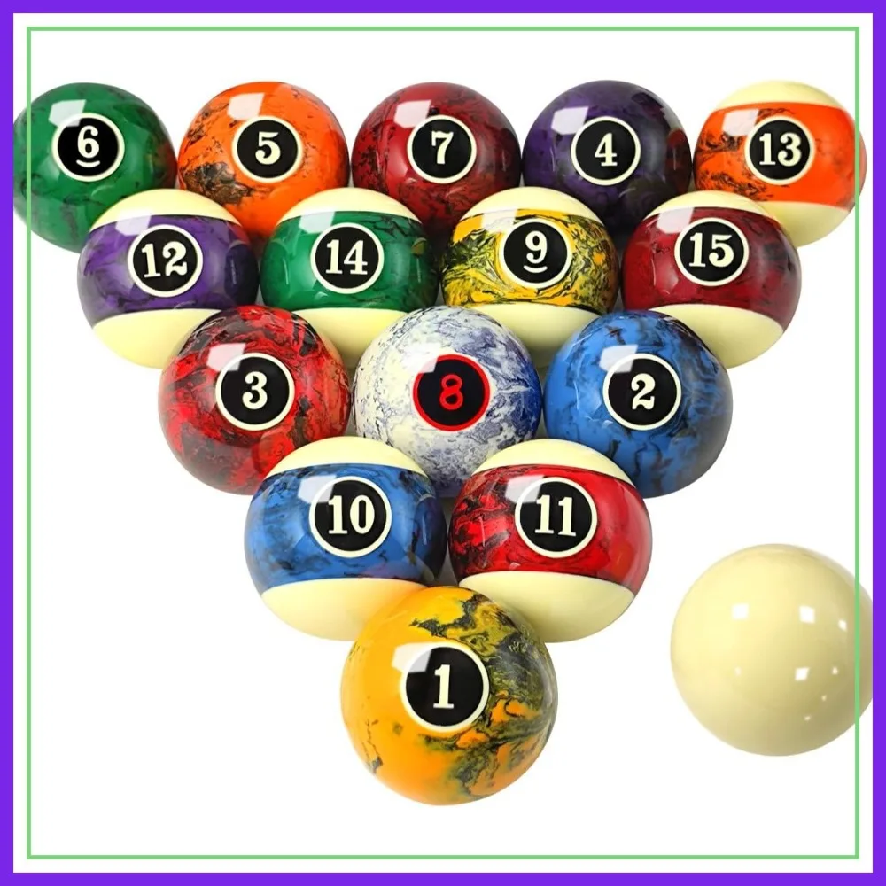 Professional 2 1/4-Inch Marble Swirl Pool Balls Set - Complete 16-Piece Regulation Billiard Balls for Pool Table
Professional 2 1/4-Inch Marble Swirl Pool Balls Set - Complete 16-Piece Regulation Billiard Balls for Pool Table