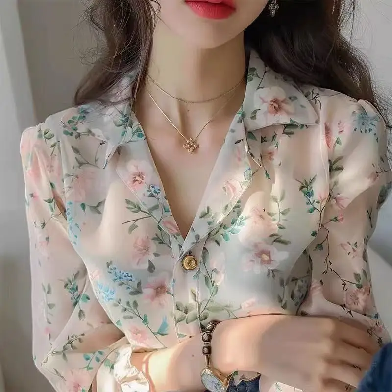 Floral Chiffon Office Blouse Spring Summer Long Sleeve Youth All-match Thin Elegant Shirt Tops Fashion Temperament Women Clothes
Floral Chiffon Office Blouse Spring Summer Long Sleeve Youth All-match Thin Elegant Shirt Tops Fashion Temperament Women Clothes