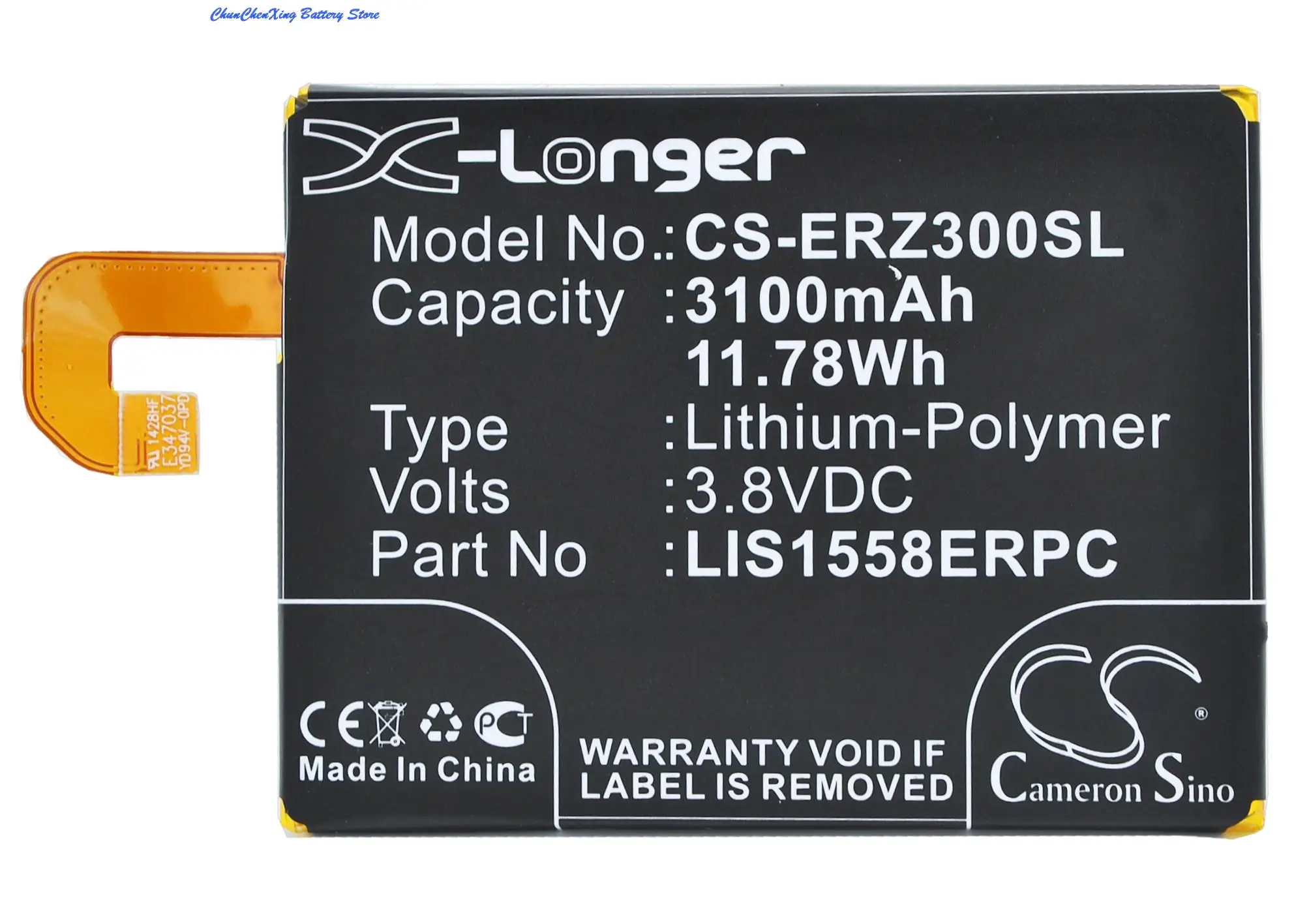 Cameron Sino 3100mAh Battery LIS1558ERPC for Sony Erison D6616,D6633,L55T,M55w,Pegasus Maki, SO-01G, Xperia Z3 4G, WiMAX 2
Cameron Sino 3100mAh Battery LIS1558ERPC for Sony Erison D6616,D6633,L55T,M55w,Pegasus Maki, SO-01G, Xperia Z3 4G, WiMAX 2