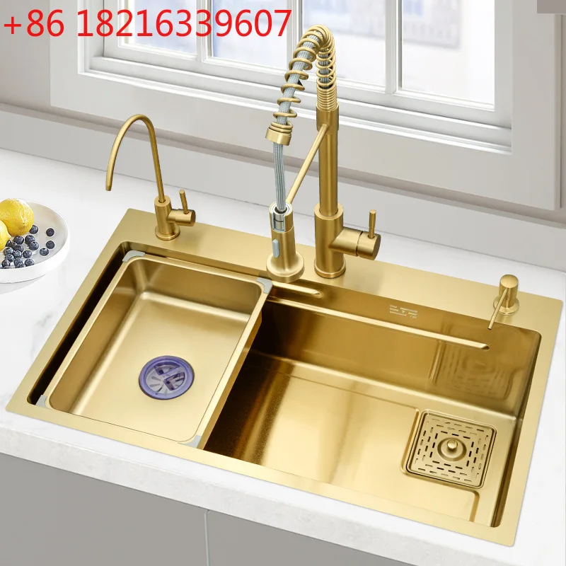 Кухонная мойка из нержавеющей стали 304, утолщенная, большая, одинарная.
Кухонная мойка из нержавеющей стали 304, утолщенная, большая, одинарная.