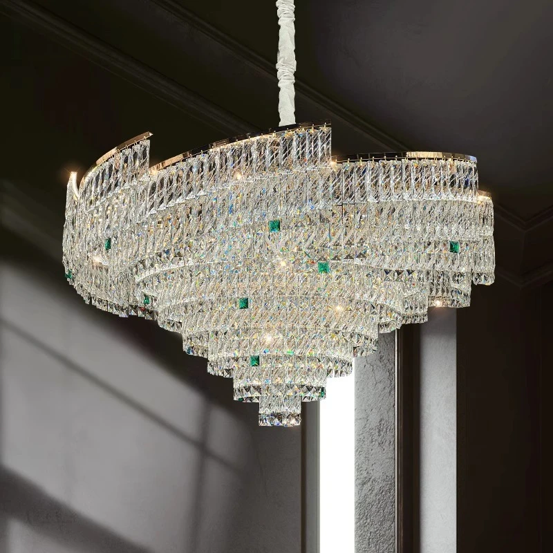 Scandinavian Rotating Crystal Ceiling Chandelier. This dimmable lamp features organic movement and a soft lustre for a serene
Scandinavian Rotating Crystal Ceiling Chandelier. This dimmable lamp features organic movement and a soft lustre for a serene