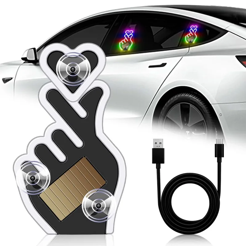 Solar Powered Car Neon Light Finger Heart Shape Led Ambient Light Wireless Suction Cup USB Rechargeable Led Atmosphere Lamp
Solar Powered Car Neon Light Finger Heart Shape Led Ambient Light Wireless Suction Cup USB Rechargeable Led Atmosphere Lamp
