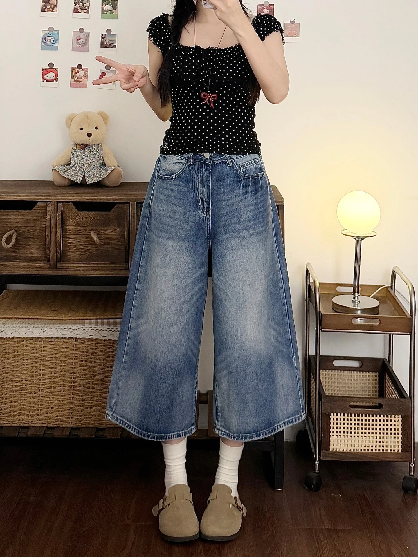 plus Size American Style Blue Denim Jeans Women Summer Loose High Waist Slim Straight Leg Wide Leg mid Length Pants
plus Size American Style Blue Denim Jeans Women Summer Loose High Waist Slim Straight Leg Wide Leg mid Length Pants
