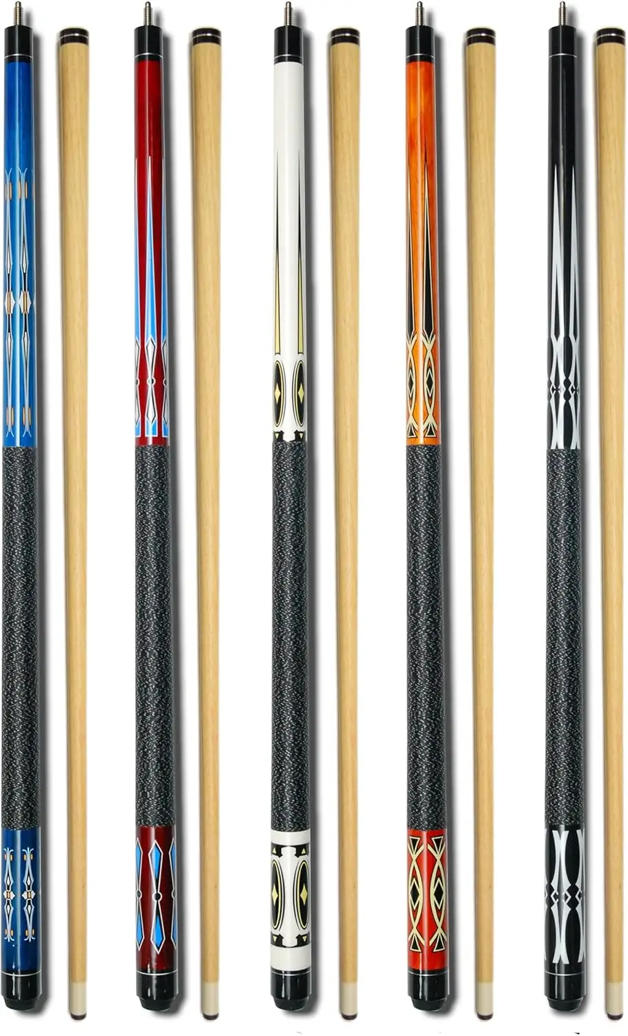 Set of 5 Pool Cues, 58" Billiard Sticks for Home Bar
Set of 5 Pool Cues, 58" Billiard Sticks for Home Bar