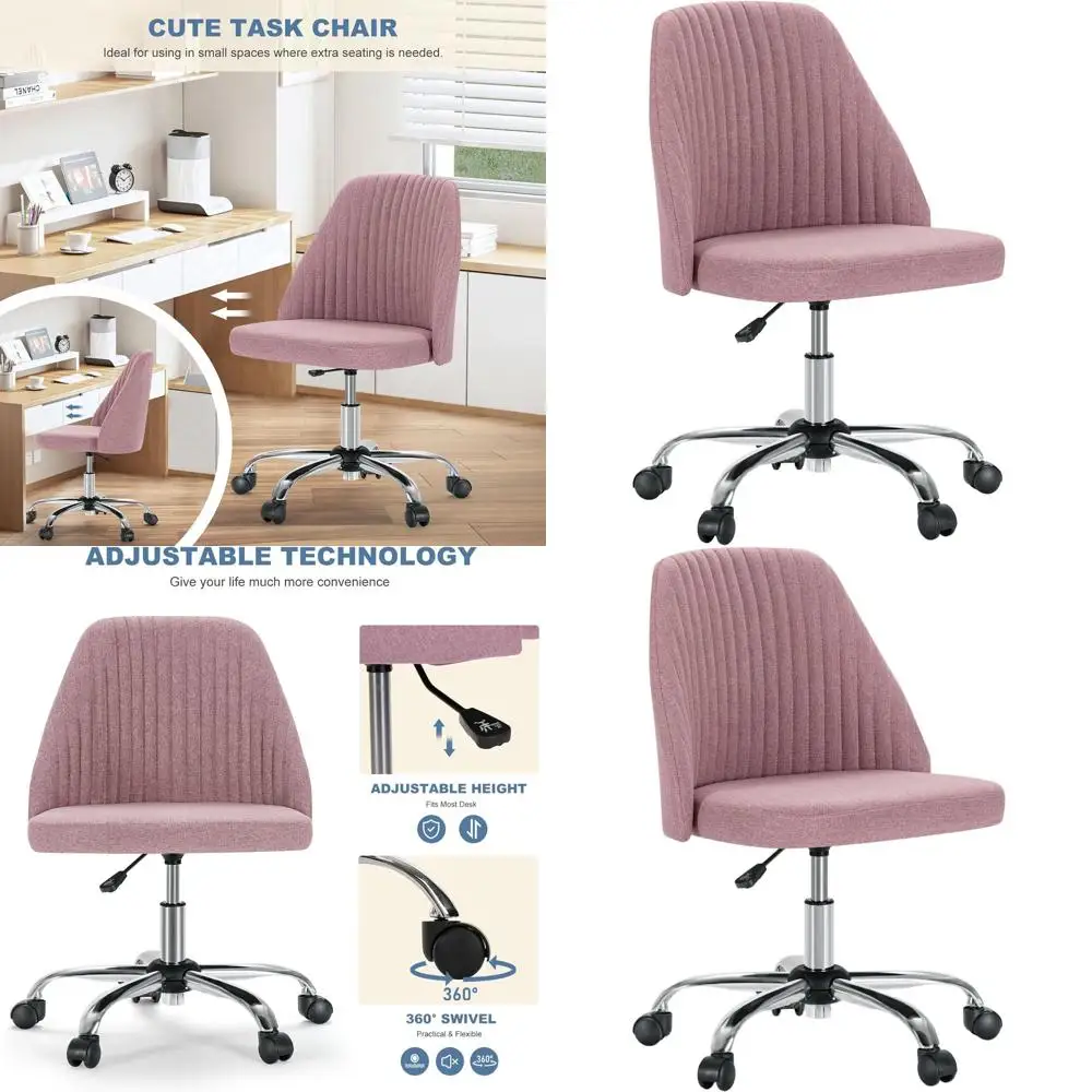 Ergonomic Swivel Desk Chair with Adjustable Height, Padded Seat, and Wheels - Ideal for Home Office, Bedroom, or Vanity Area in
Ergonomic Swivel Desk Chair with Adjustable Height, Padded Seat, and Wheels - Ideal for Home Office, Bedroom, or Vanity Area in